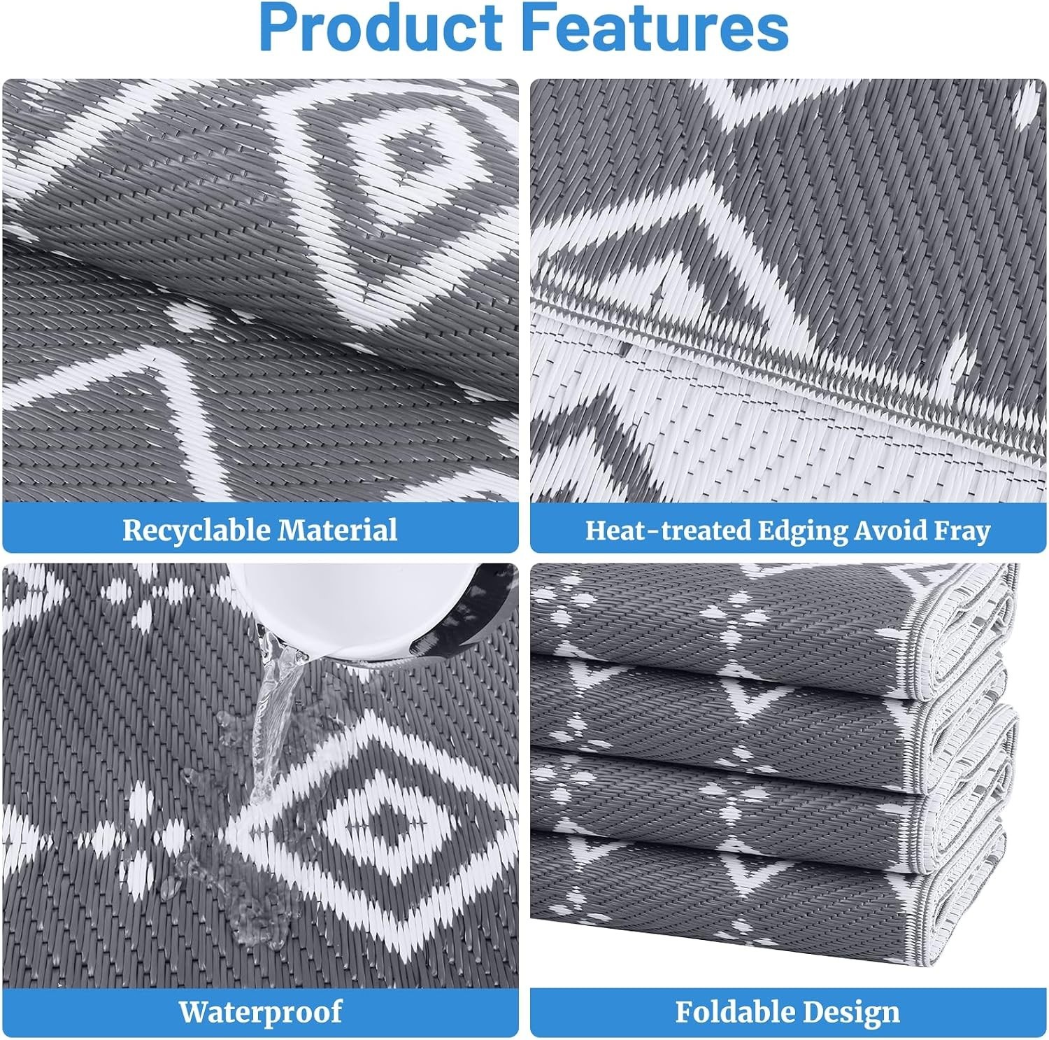 5’ x 8’ Reversible Outdoor Rug, Waterproof Plastic Straw Rug, Patio Rug, Larg…