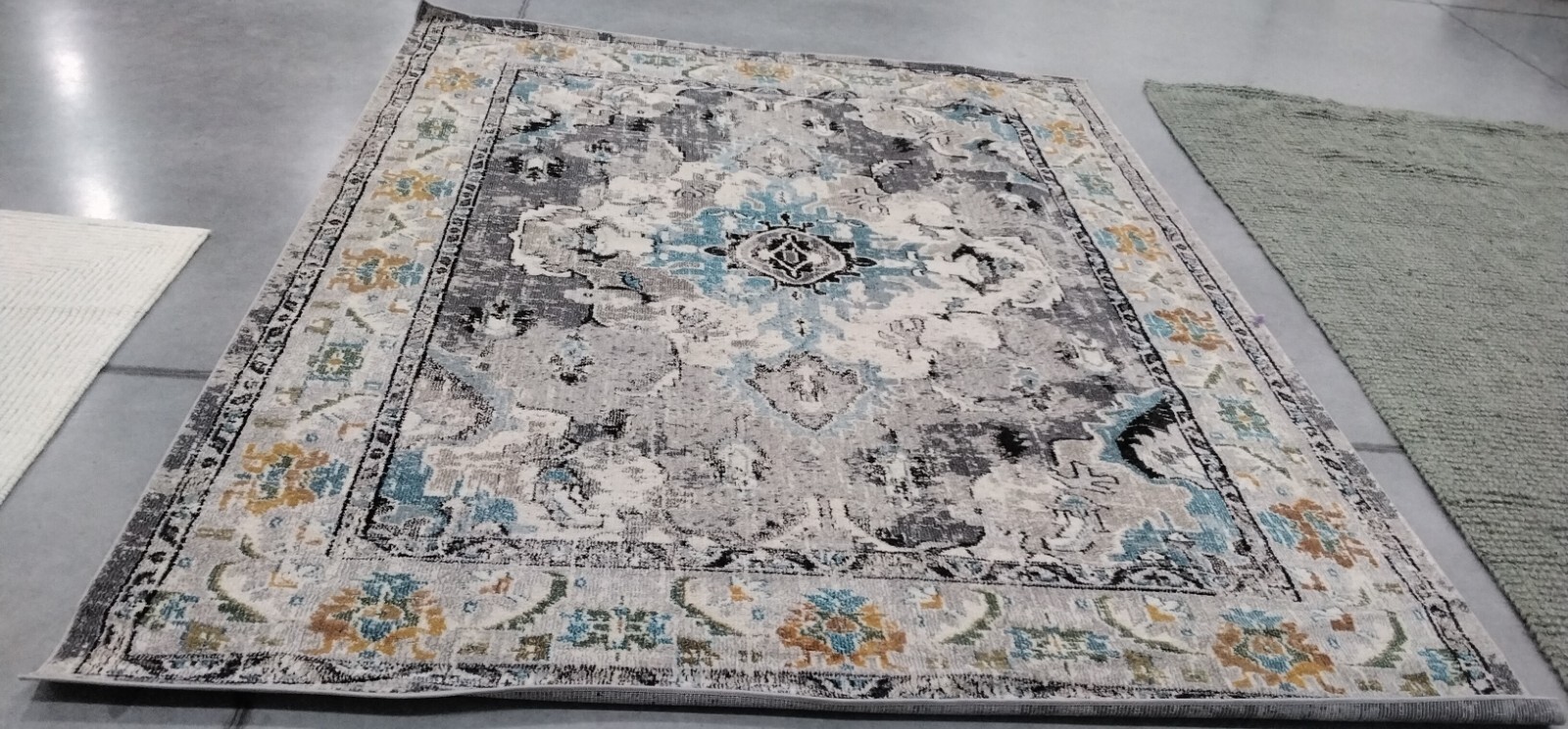 GREY / LIGHT BLUE 8′ X 10′ Back Stain Rug, Reduced Price 1172759436 MNC243G-810