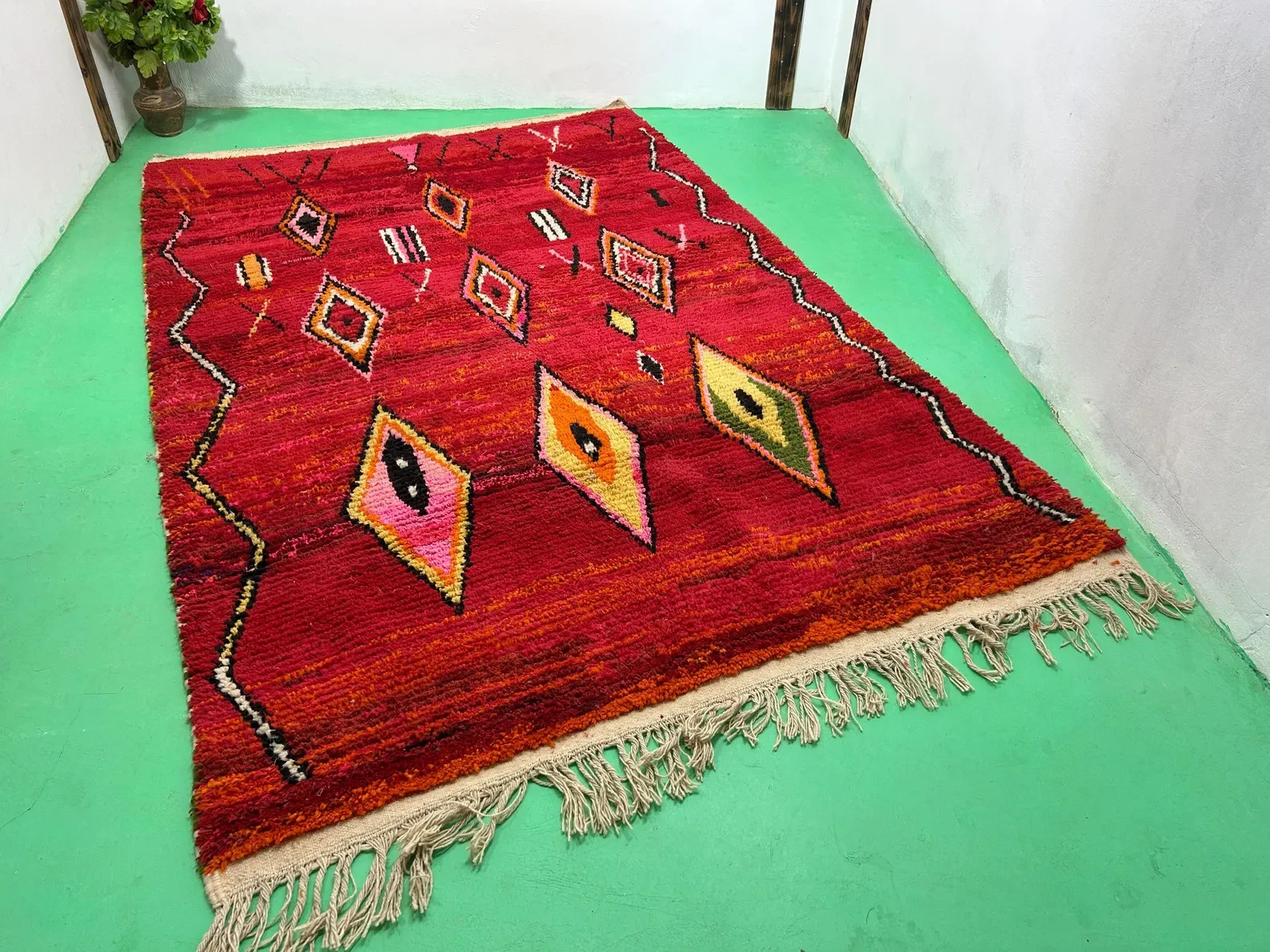 Moroccan Rug, Beni ourain Handmade Rug, shag wool Rug, Moroccan Authentic Rugs