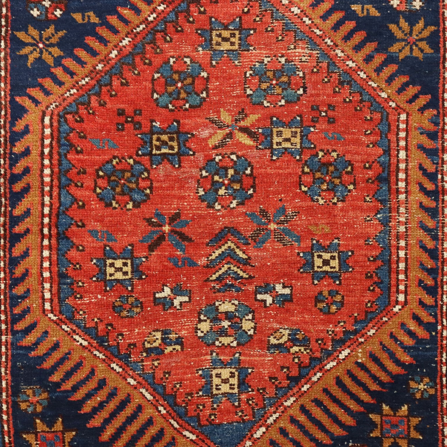 Antique Asian Carpet Cotton Wool Thin Knot 124 x 36 In