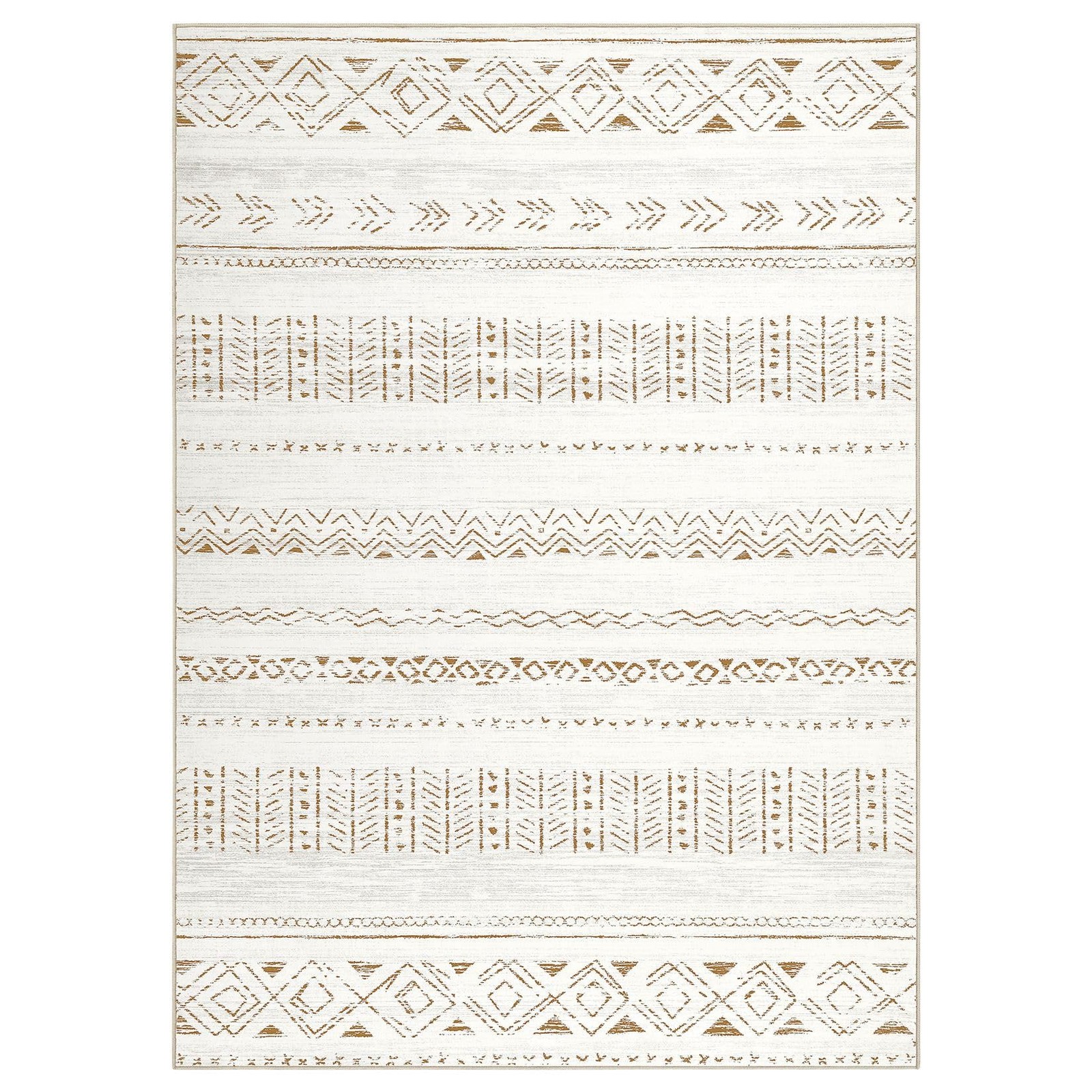 cotiled 5×7 Area Rugs Living Room 5′ x 7′ (Rectangular), Light Brown/Cream