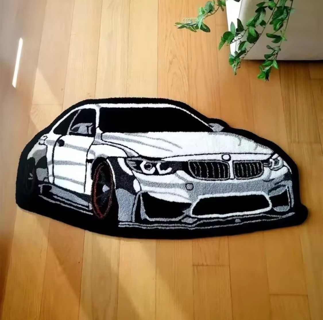 Rug, white car, non-slip, white, no brand, 40x60cm 15.7×23.6, decorative carpet