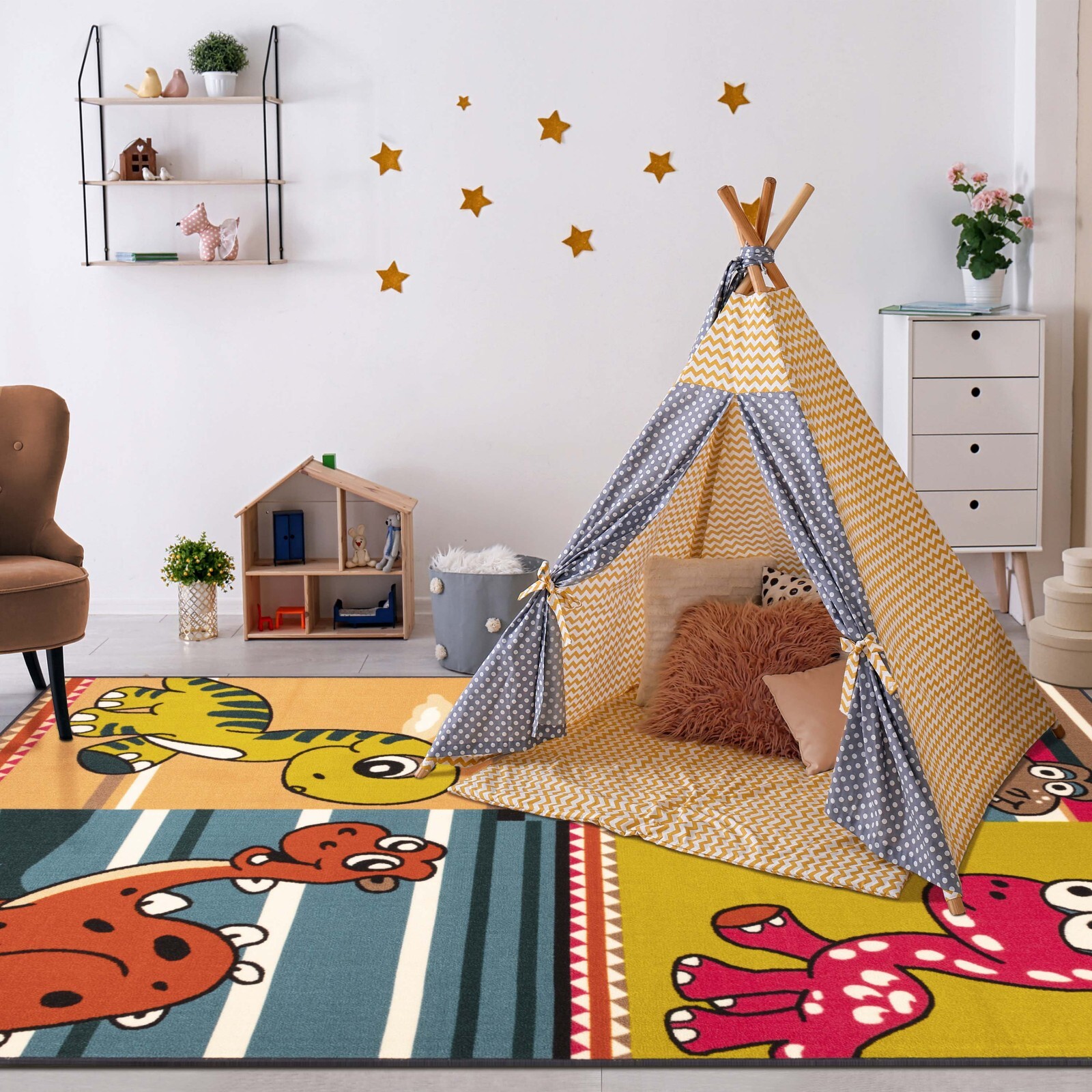 Dinoventure Kid Friendly Non Slip Indoor Door Mat Rug Or Large Area Rug Carpet