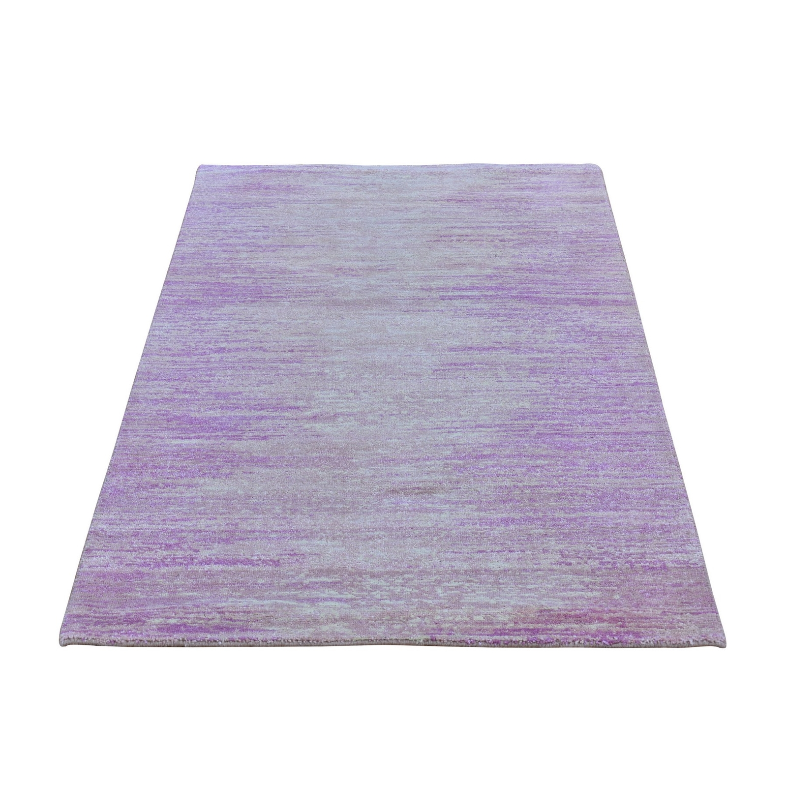 3’1″x5’4″ Hand Knotted Pink Thick and Plush Wool Only Ombre Design Rug R66752