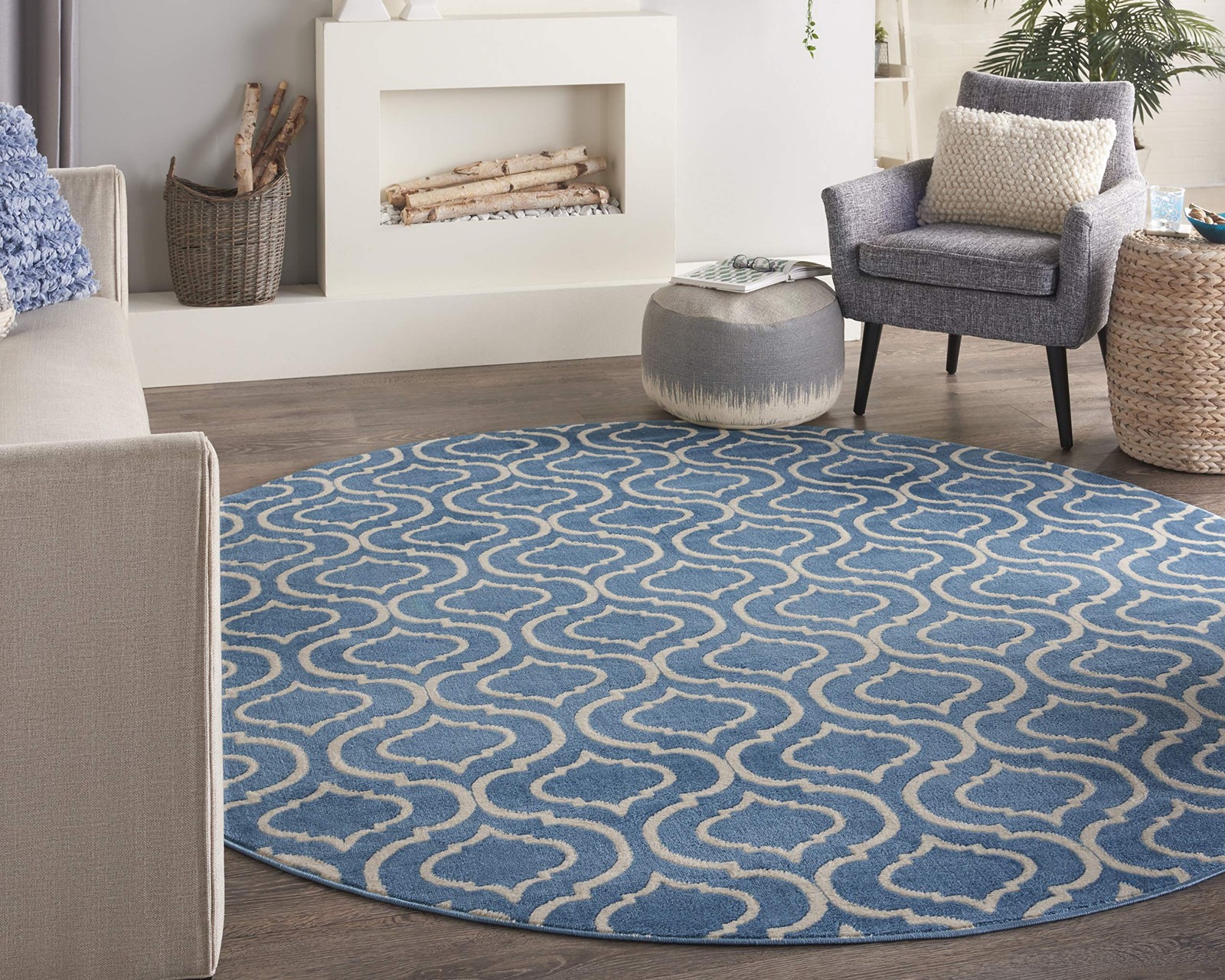 Nourison Home Jubilant Blue 8 X Round Area Rug – Non Shedding Bed Room