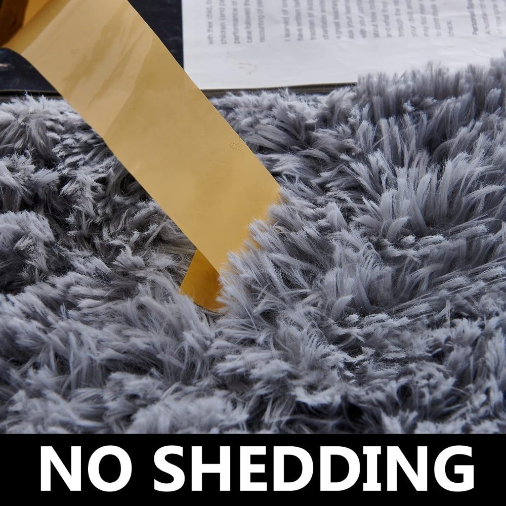 Shaggy Grey Rug 2×3 Soft Fluffy Carpet Non-Slip Plush Area Rugs for Living Room