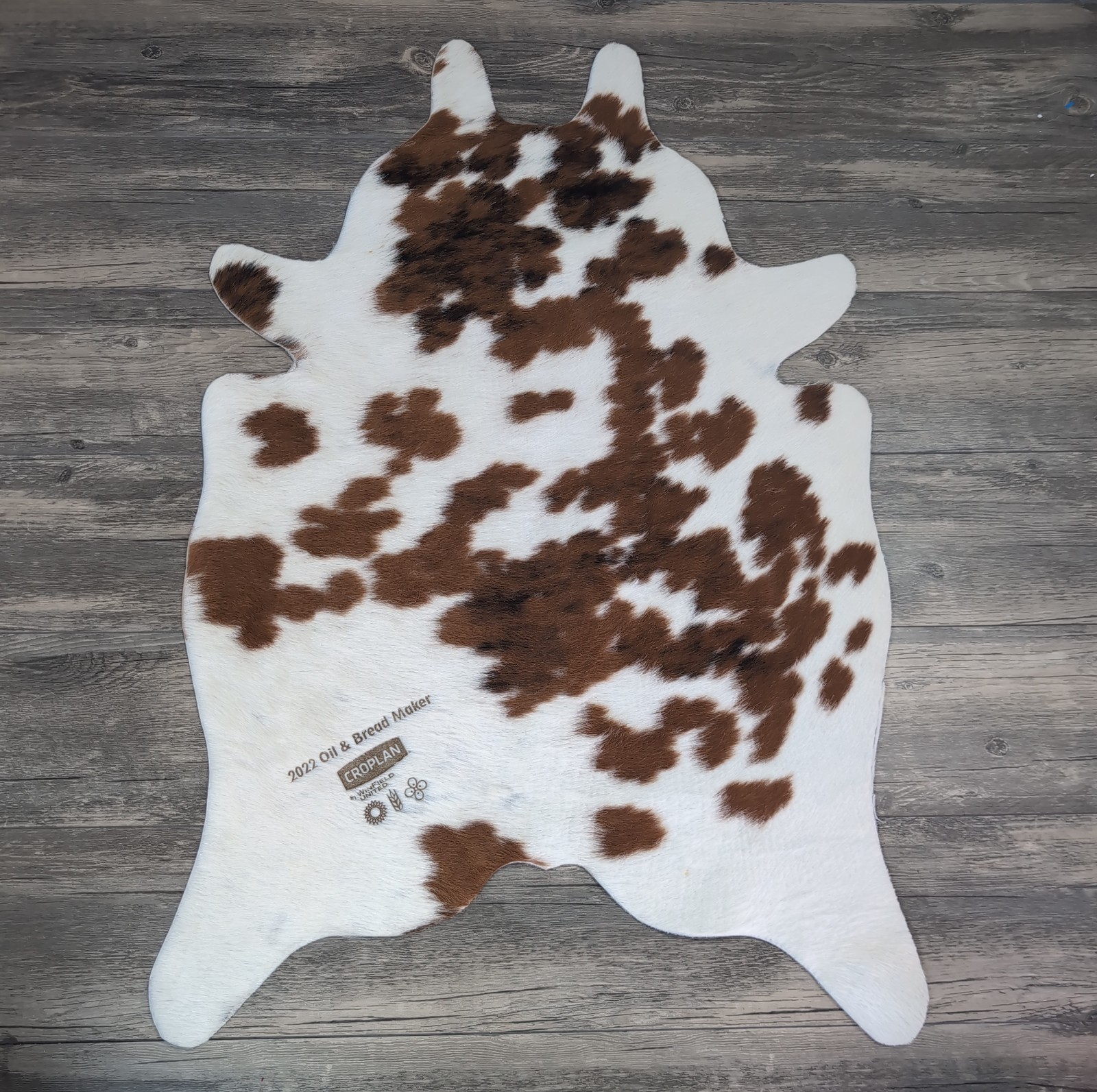 Brown White Genuine Cowhide Leather Accent Rug 23×34 Promo NEW Croplan 2022