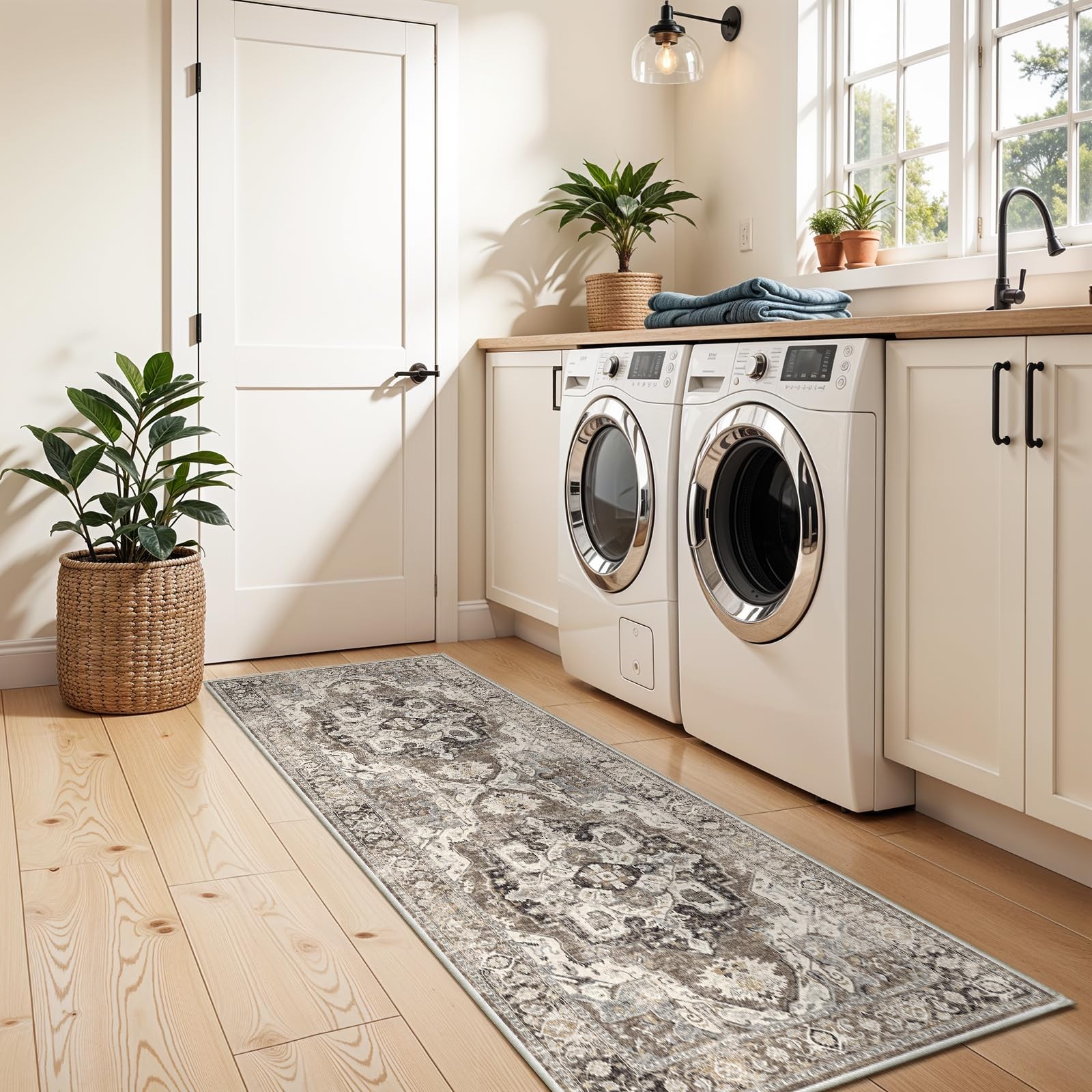 YOUFORTONG 2×5 Washable Entryway Rug Vintage Non Slip Indoor Soft Kitchen Door M