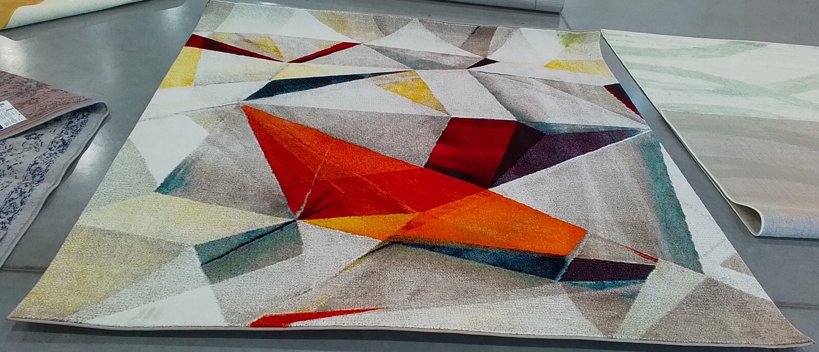 LIGHT GREY / ORANGE 8′ X 8′ SQ Stained Rug Reduced Price 1172760659 PRL6940F-8SQ