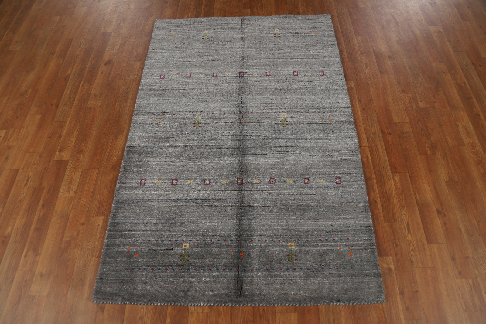 Eye-catching Gabbeh Accent Rug Grey Handmade Wool 4×6 ft