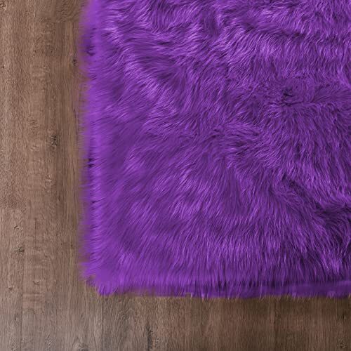 Small Rug 2×3 Rug Fluffy Rug Washable Faux Sheepskin 2X3 FT Rectangle Purple