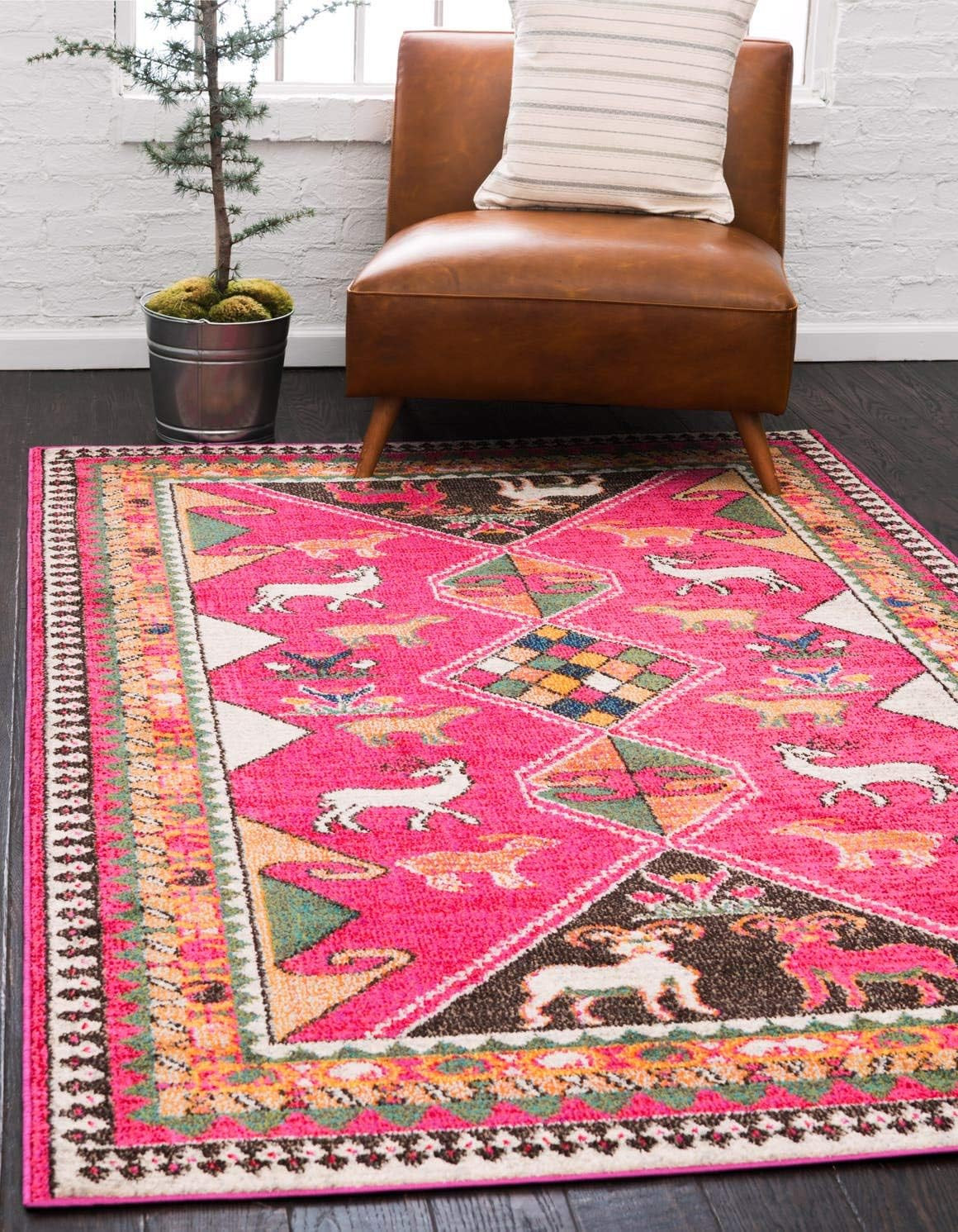Sedona Collection 5×8 Southwestern Tribal Area Rug in Pink/Beige