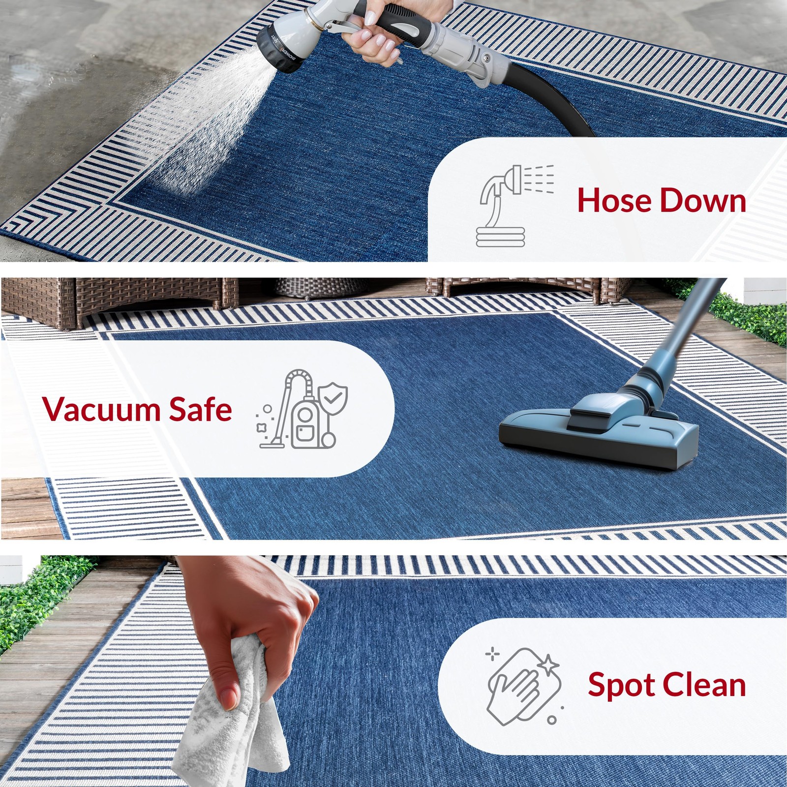 Nuloom Asha Navy/Ivory Area Rug 3’6″ x 5′ Indoor Outdoor Patio Deck Porch