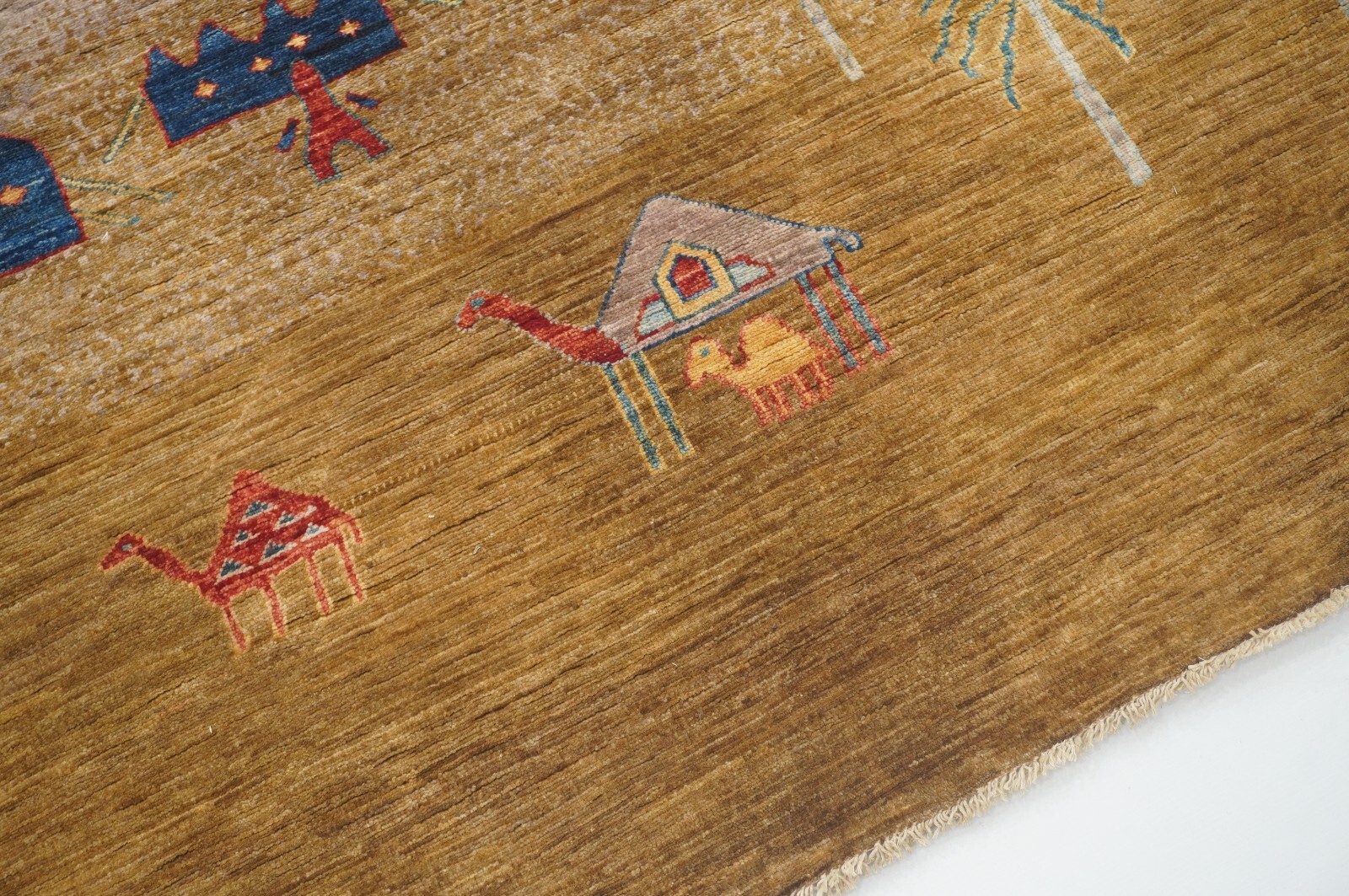 10 x 14 ft Brown Gray Gabbeh Afghan Hand Knotted Wool Tribal Landscape Rug