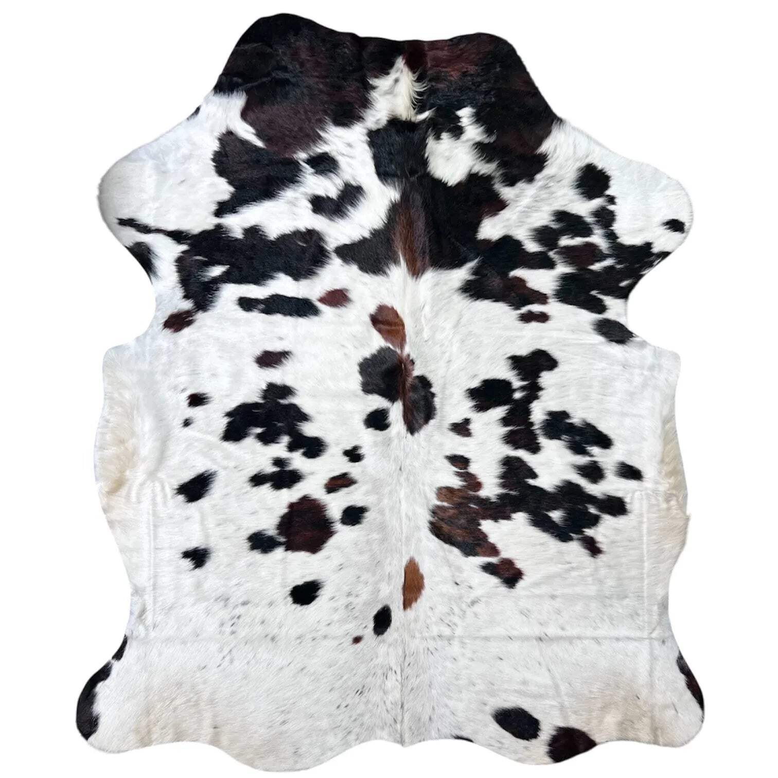 Large Tricolor Cowhide Rug J308—5.7×6.6 ft