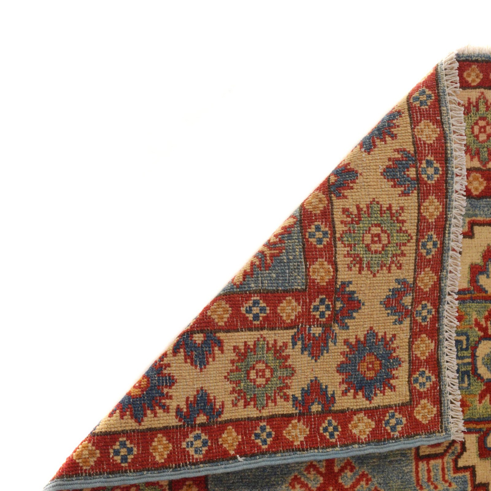 Hand-Knotted Customary Kazak Area Rug Oriental Afghan Carpet (3’4×4’10ft) B34665