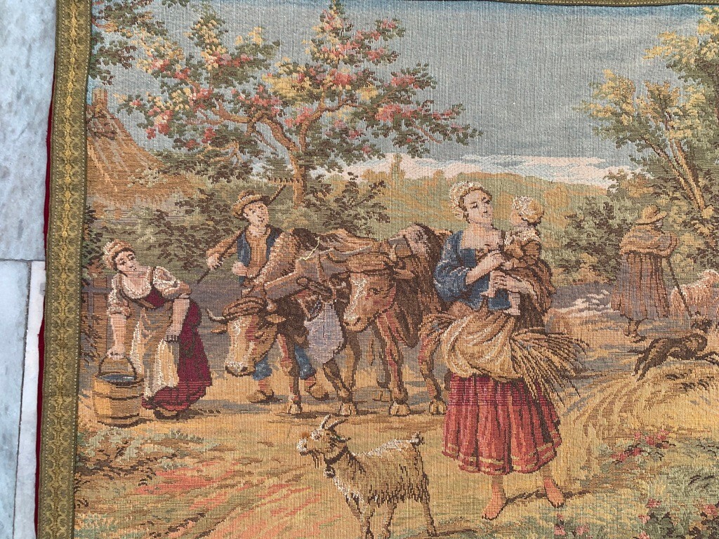Vintage Tapestry, Pictorial French Wall Hanging Tapestry Wall Décor 2x5ft