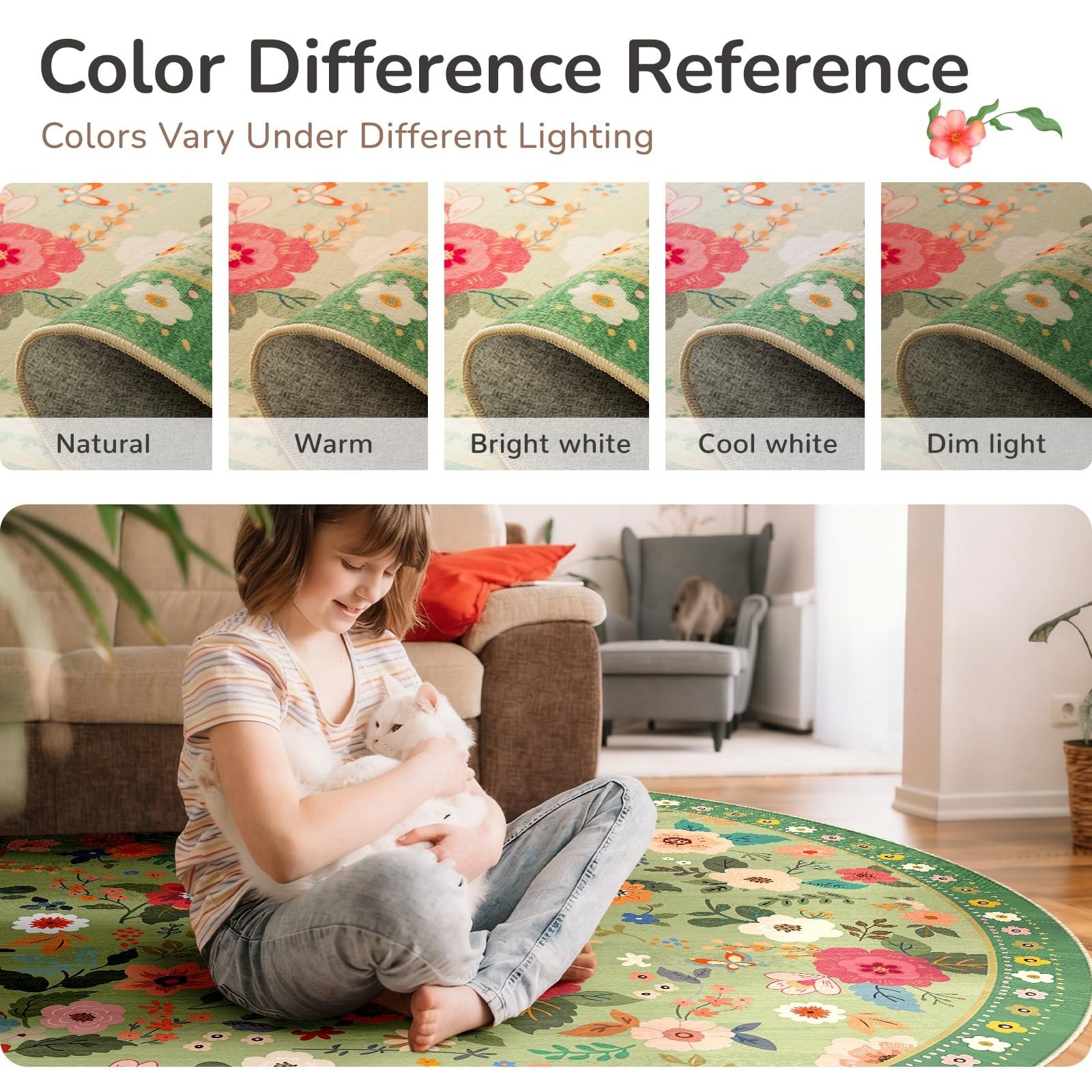 Meejou 4×6 Area Rugs Living Room Vacuum-Friendly Machine Washable Area Rug