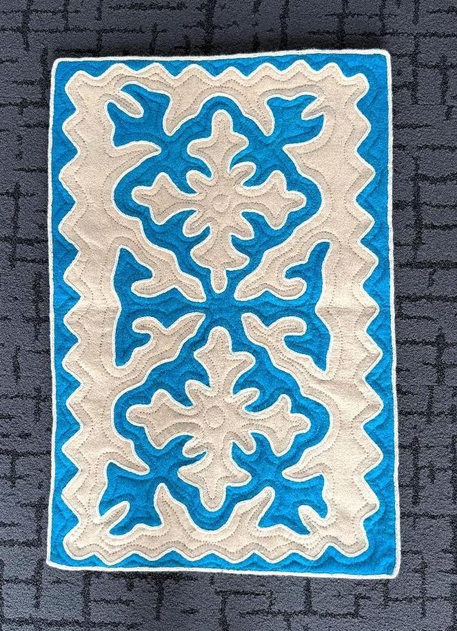 AUTHENTIC HAND CRAFTED KYRGYZ FELT NATURAL WOOL SHYRDAK RUG – APPROX 23″ x 36″