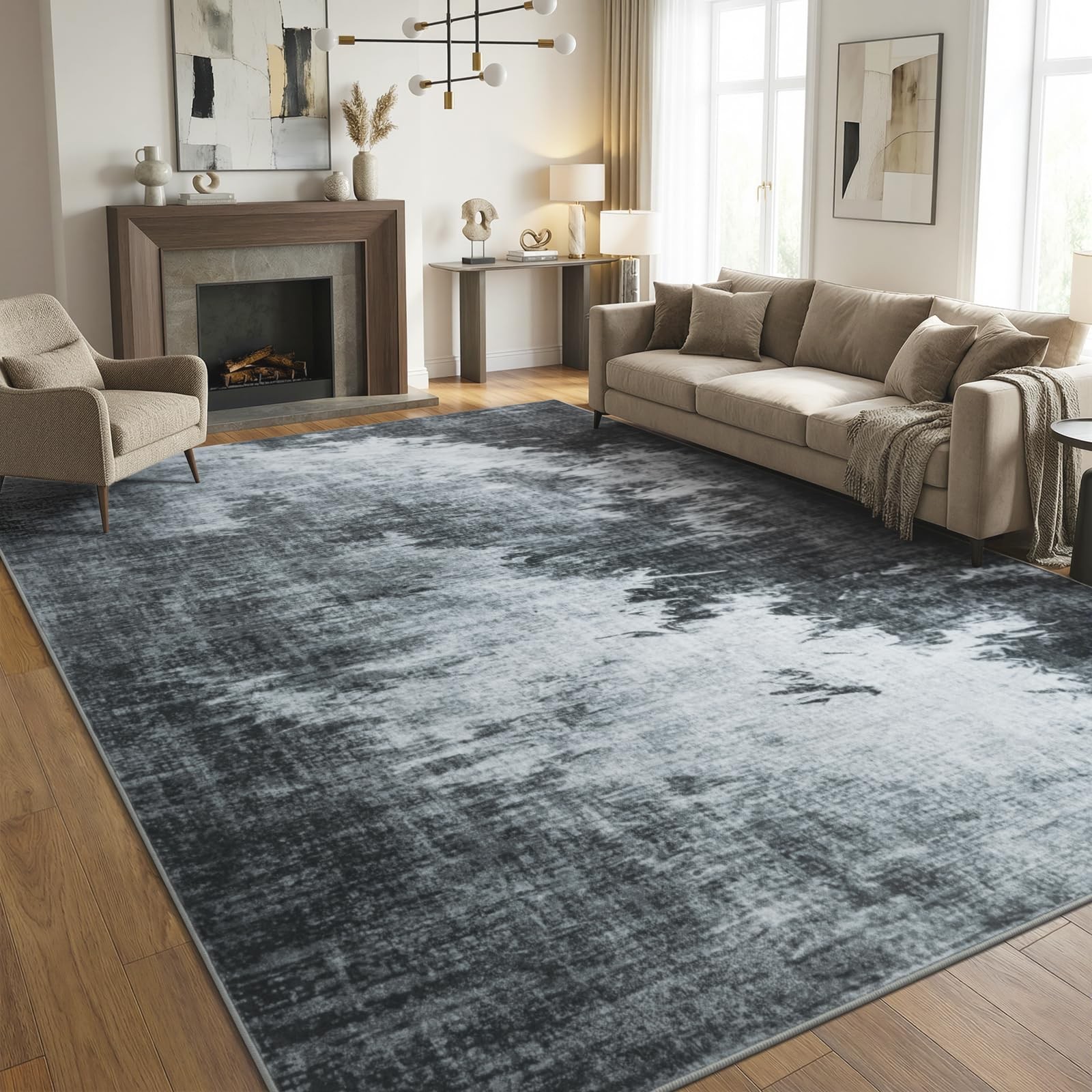Washable 8×10 Area Rugs for Living Room, Large Modern Abstract Soft Low Pile …