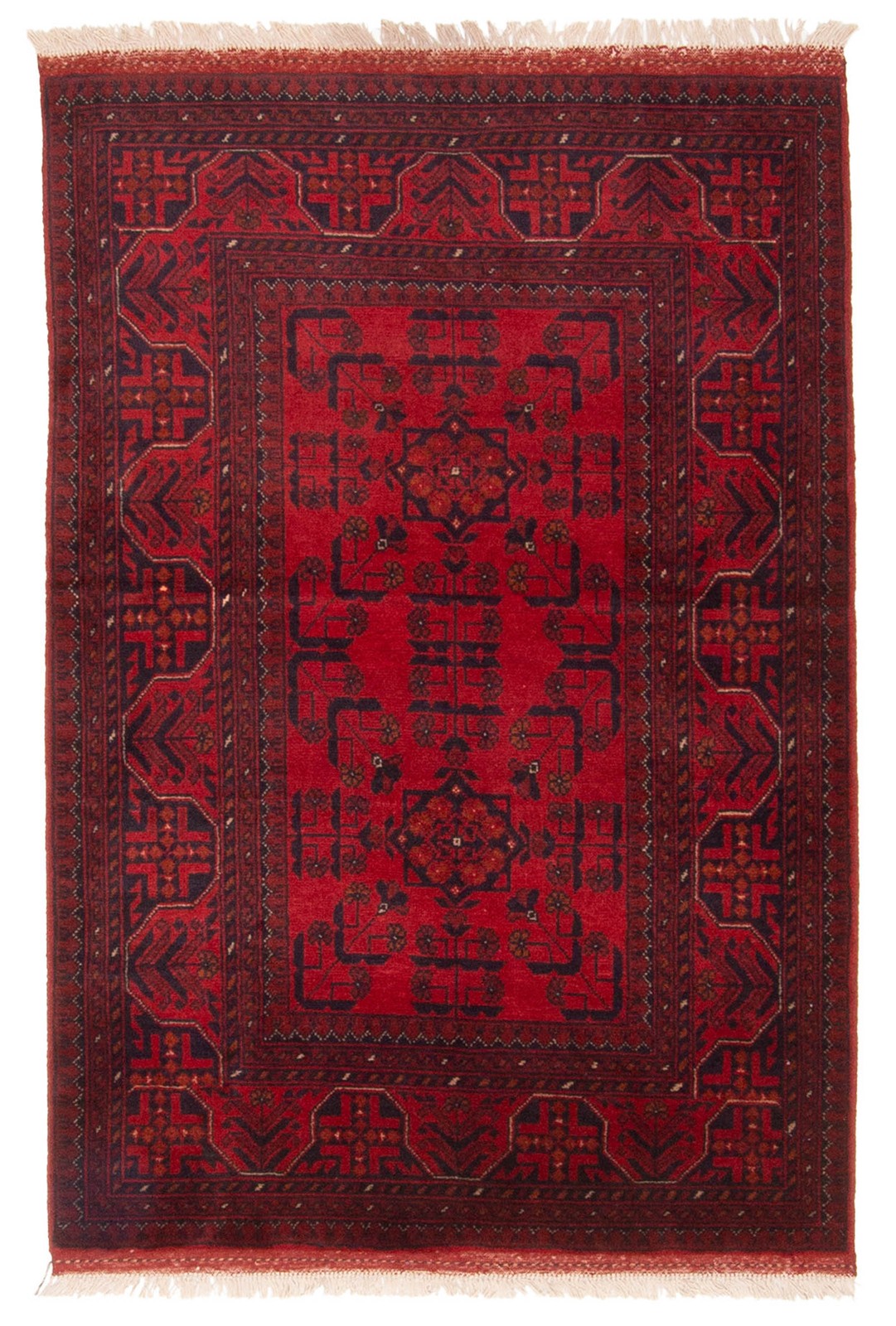 Traditional Hand-Knotted Geometric Area Rug 3’4″ x 5’0″ Oriental Wool Carpet