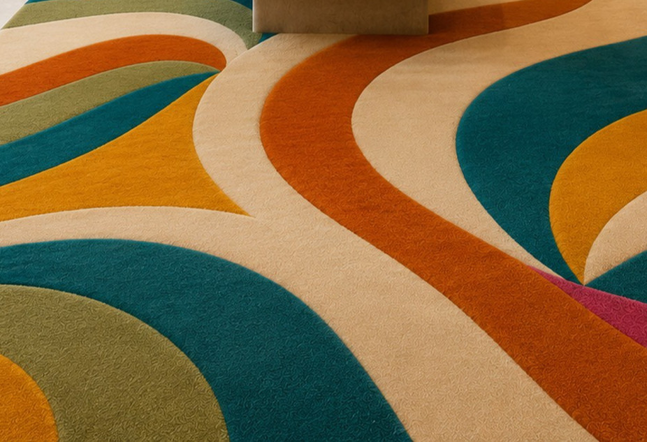 Hand Tufted Abstract Wool Area Rug Mid Century Modern Retro Custom Size