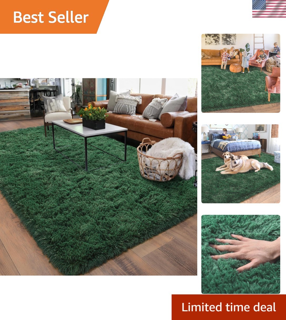 Soft 5′ X 7′ Shag Rug with Plush Texture – Perfect for Family and Playrooms