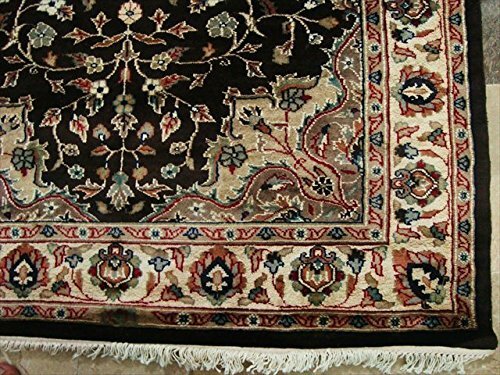 Excellent Hot Brownie Choco Medallion Rug Wool Silk Hand Knotted Carpet (6 x 4)’