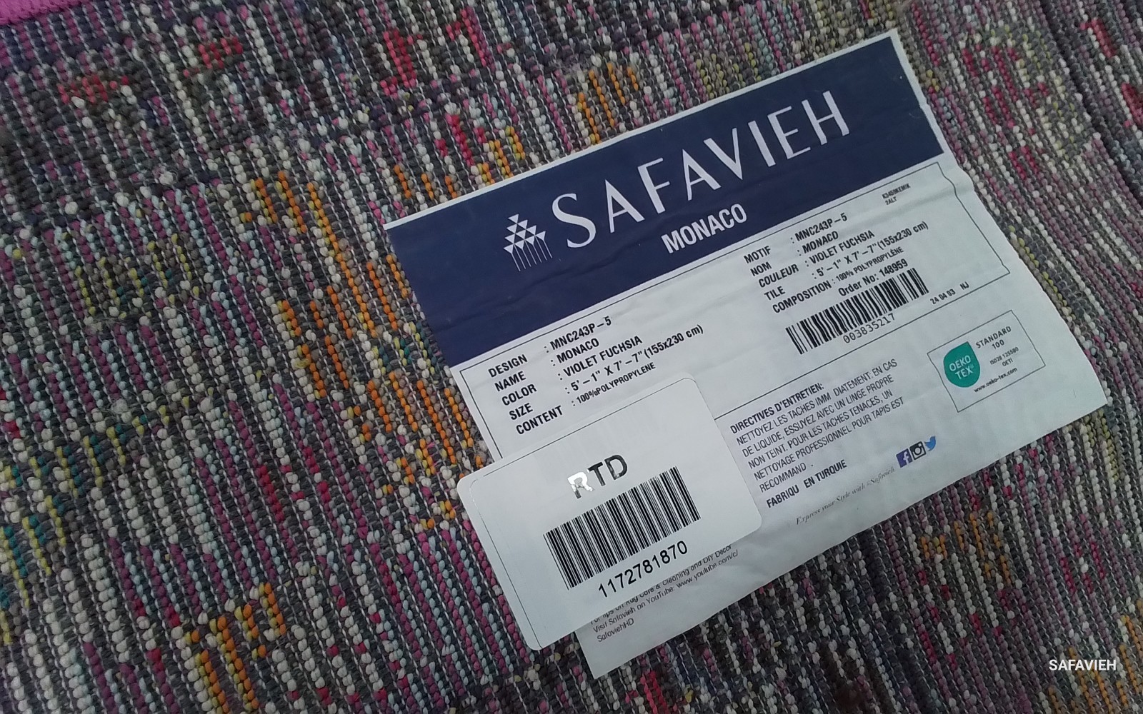 VIOLET / FUCHSIA 5′-1″ x 7′-7″ Flaw in Rug, Reduced Price 1172781870 MNC243P-5
