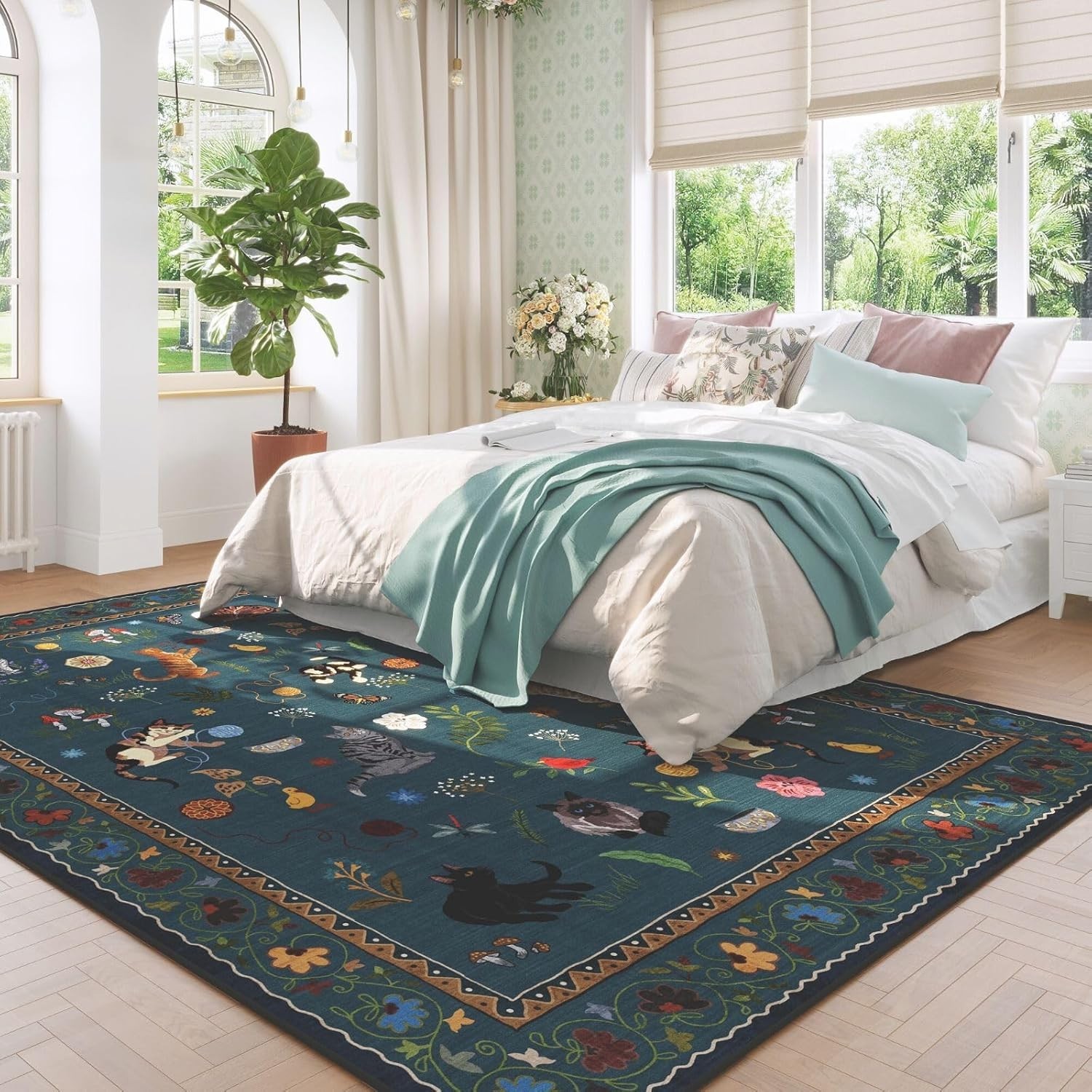 Area Rugs 8×10 Rug for Living Room Clearance Washable Boho Area Rug Non Slip Flo