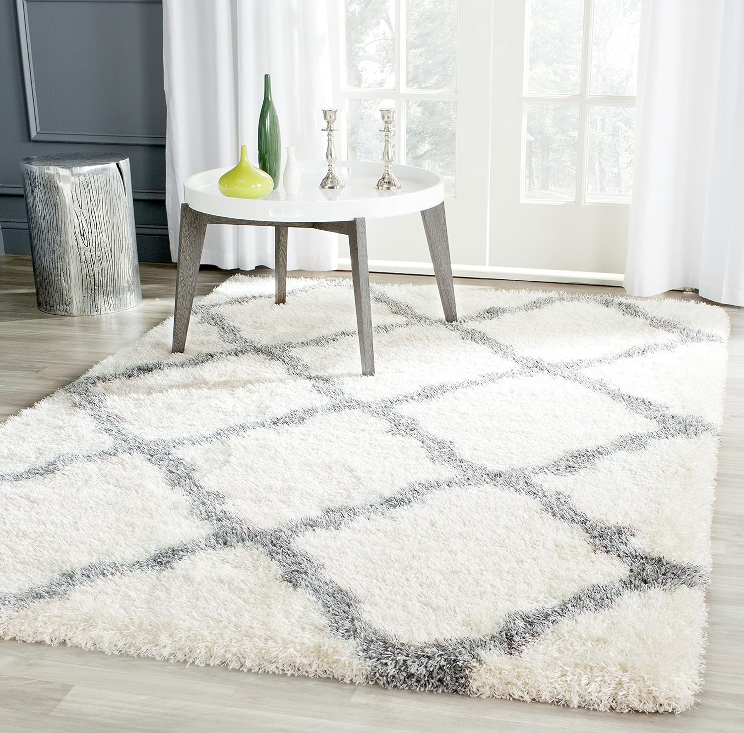 SAFAVIEH Montreal Shag Collection SGM866B Trellis Non-Shedding Living Room Bedro