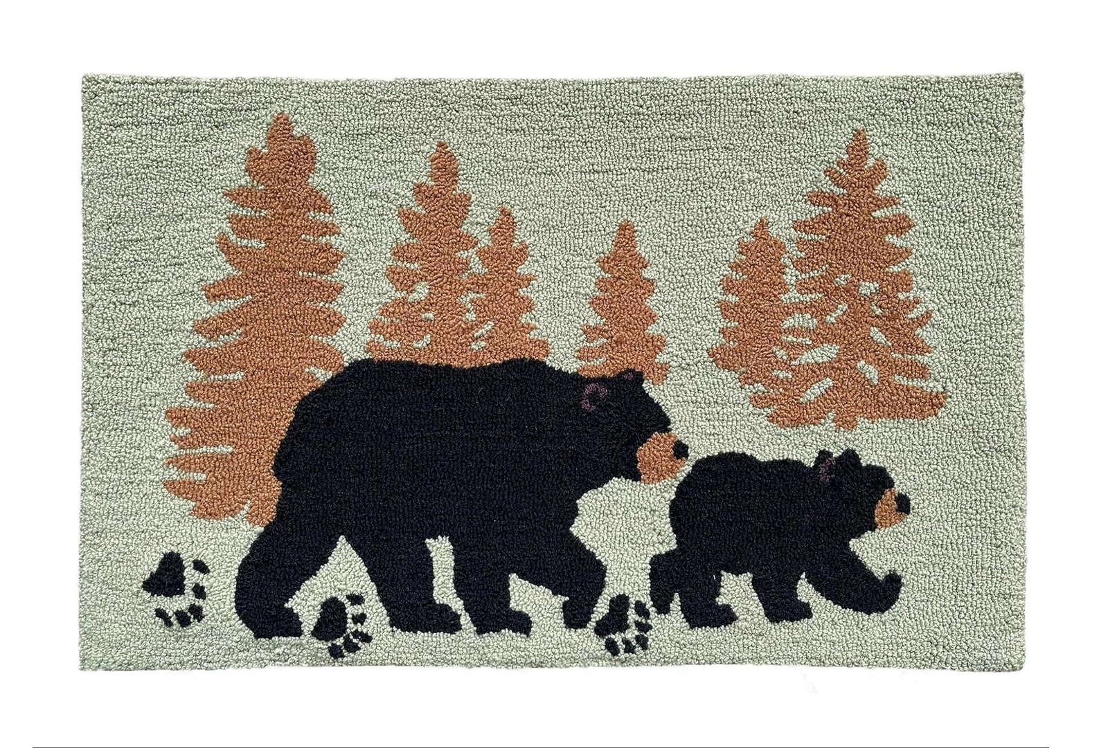 Woodland Bear Tree Silhouette Hand-Hooked Accent Rug 28.5 X 17 Inches for Hom…