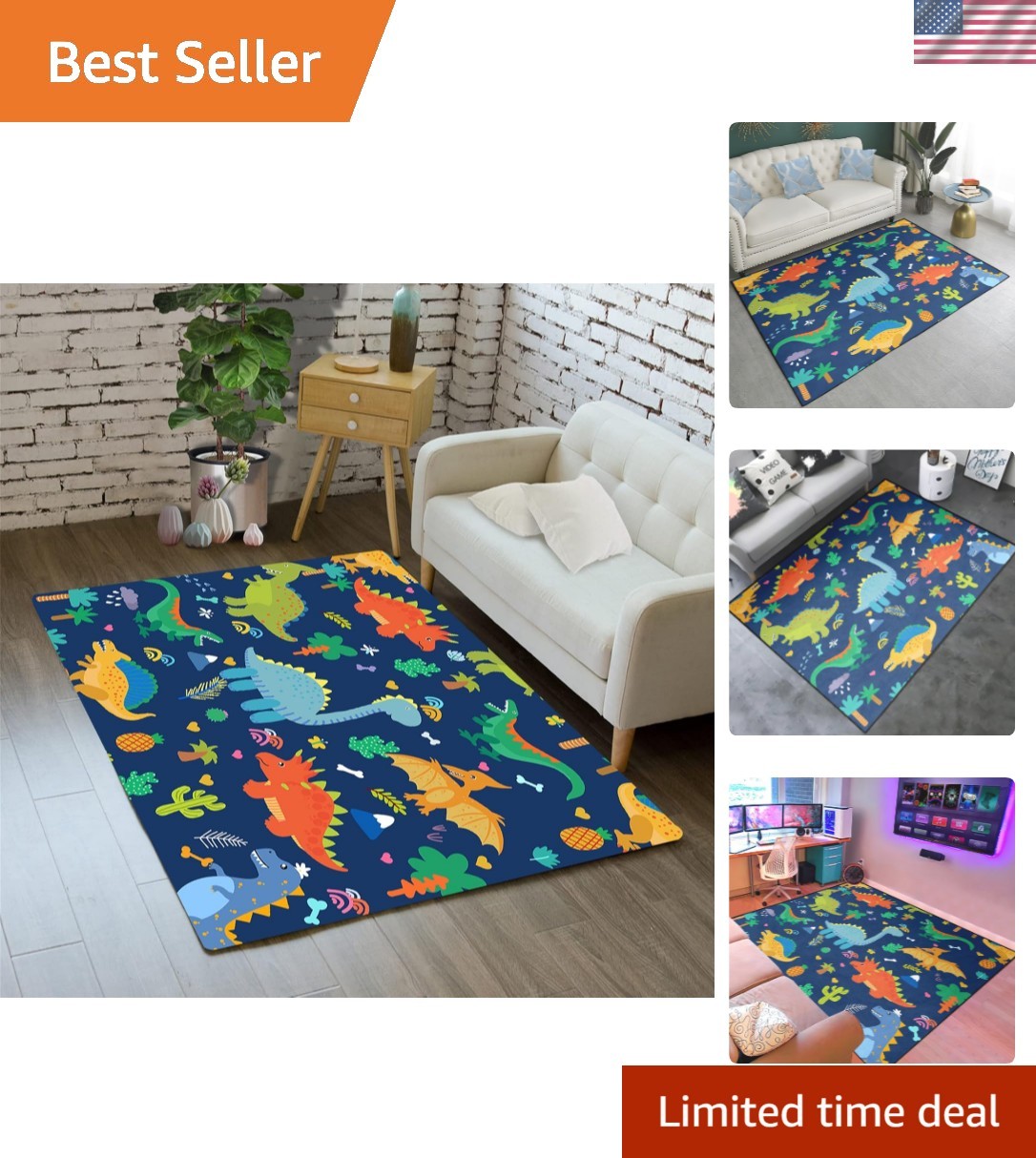 Cartoon Dinosaur Area Rugs Lovely Dinosaur Carpet Rugs for Boys Kids Blue Cut…