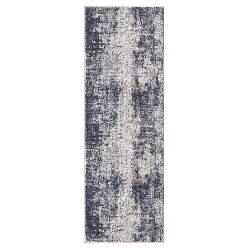 Soft Durable Navy Abstract Microfiber Indoor Accent Runner Rug 20″x60″ Durable