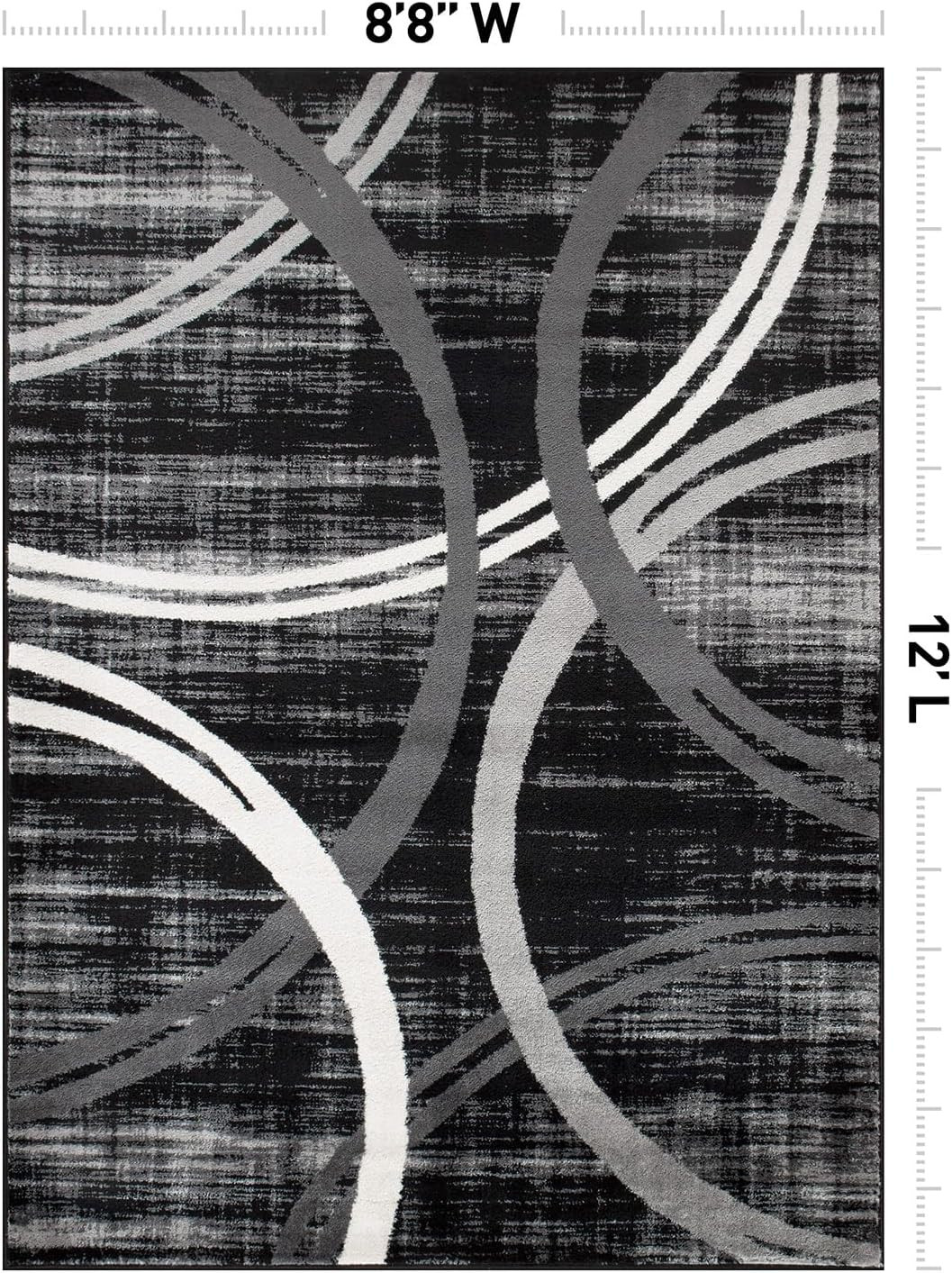 Modern Wavy Circles Design Area Rug, Non-Shedding Carpet for Living Room, Large