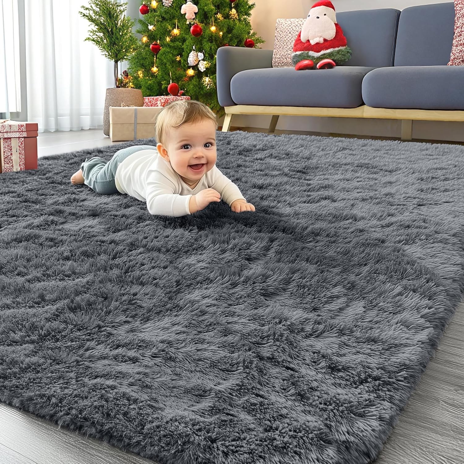 Area Rug for Living Room Bedroom, Machine Washable Fluffy Shaggy Carpet 4×6 Feet