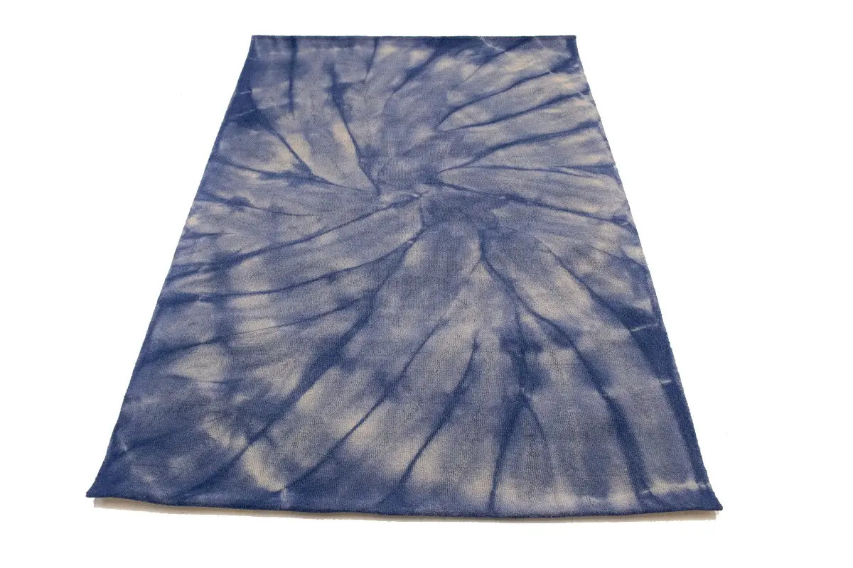 Modern Purple-navy Tie-Dye Design 5X8 Hand-Tufted Rug Contemporary Plush Carpet