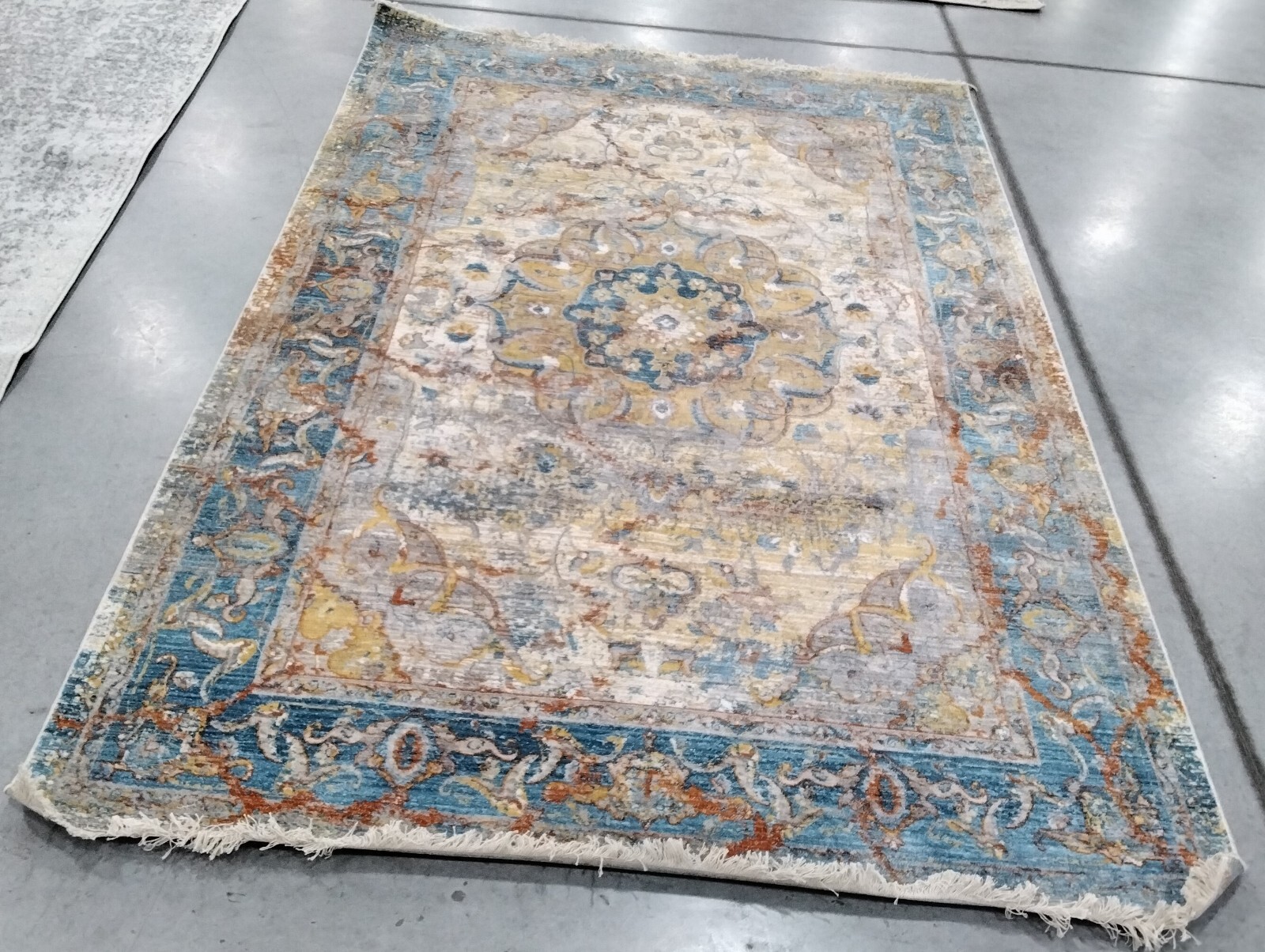 BLUE / MULTI 5′ X 7′-6″ Back Stain Rug, Reduced Price 1172747059 VTP435B-5