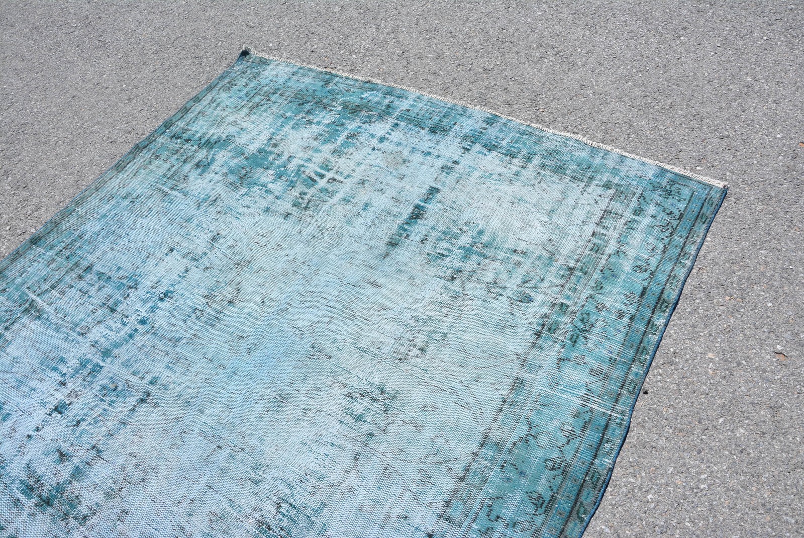 Vintage Rug, Large 5,7×8,3 ft Turkish Rug, Blue Gray Oriental Wool Rug