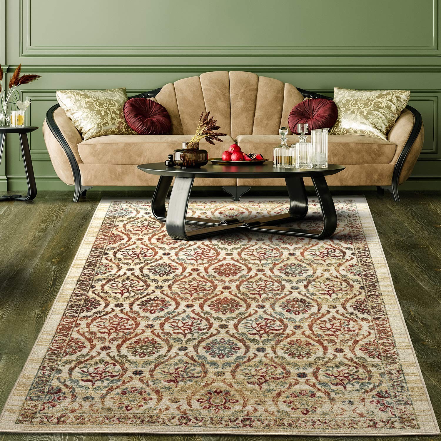 Antep Rugs Alfombras Non-Skid Non-Slip 3X5 Rubber Backing Floral Geometric