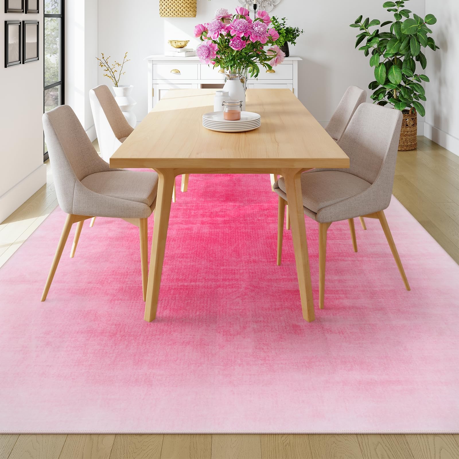 8×10 Area Rugs, Hot Pink Rugs for Living Room Bedroom Girls, 8,