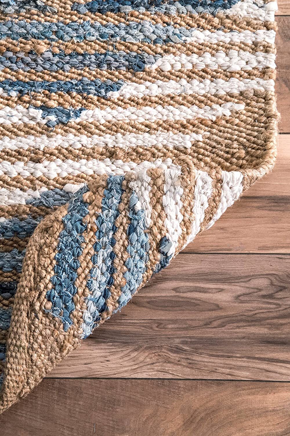 Rug Natural Marla Denim Jute Braided Diamond Handwork Carpet Area Loom Rug