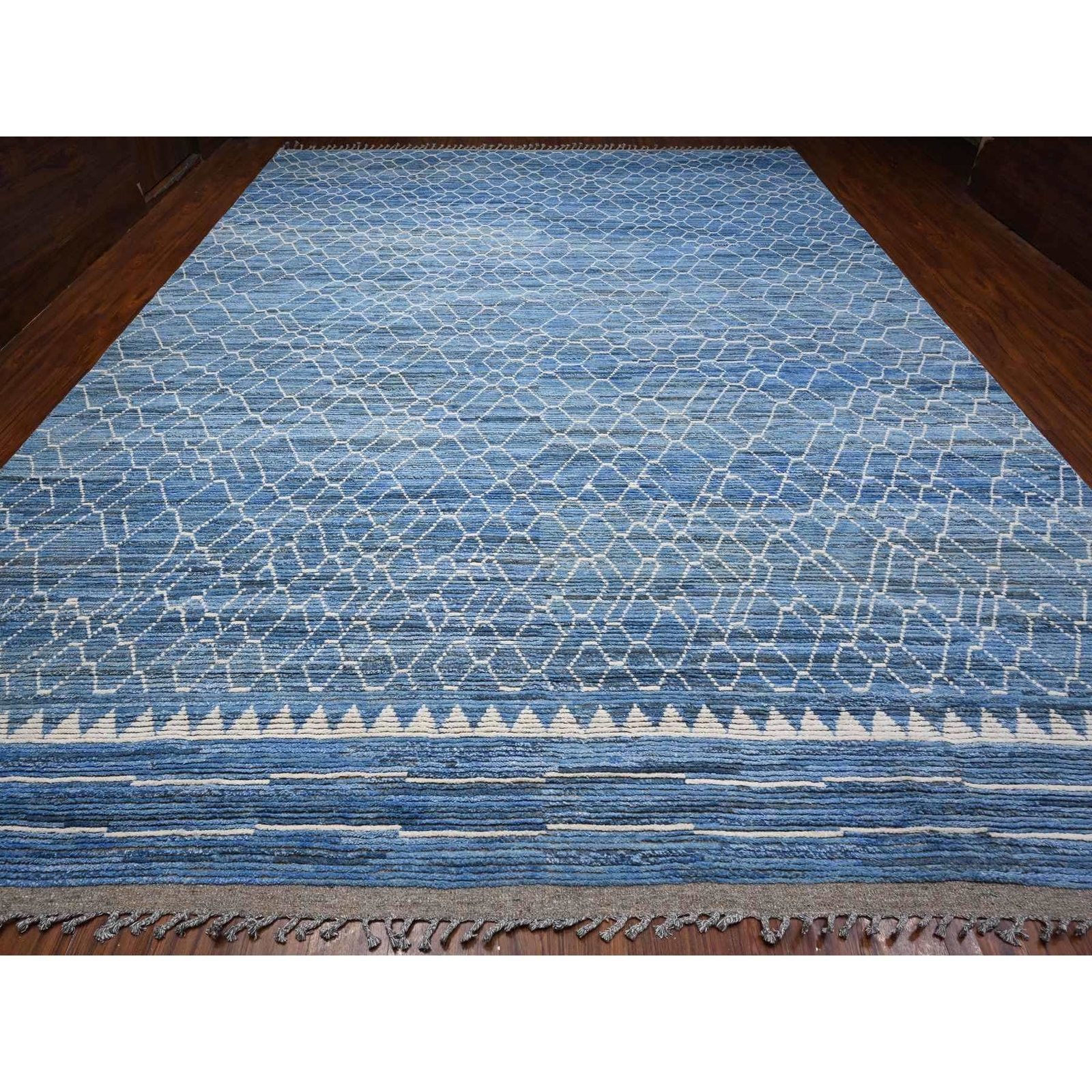 12′ x 16’1″ Alaskan Blue Hand Knotted Moroccan Extra Large Oriental Rug R89135