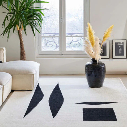 Hand Tufted New Zealand Wool Area Rug Modern Abstract Geometric Carpet Home Deco