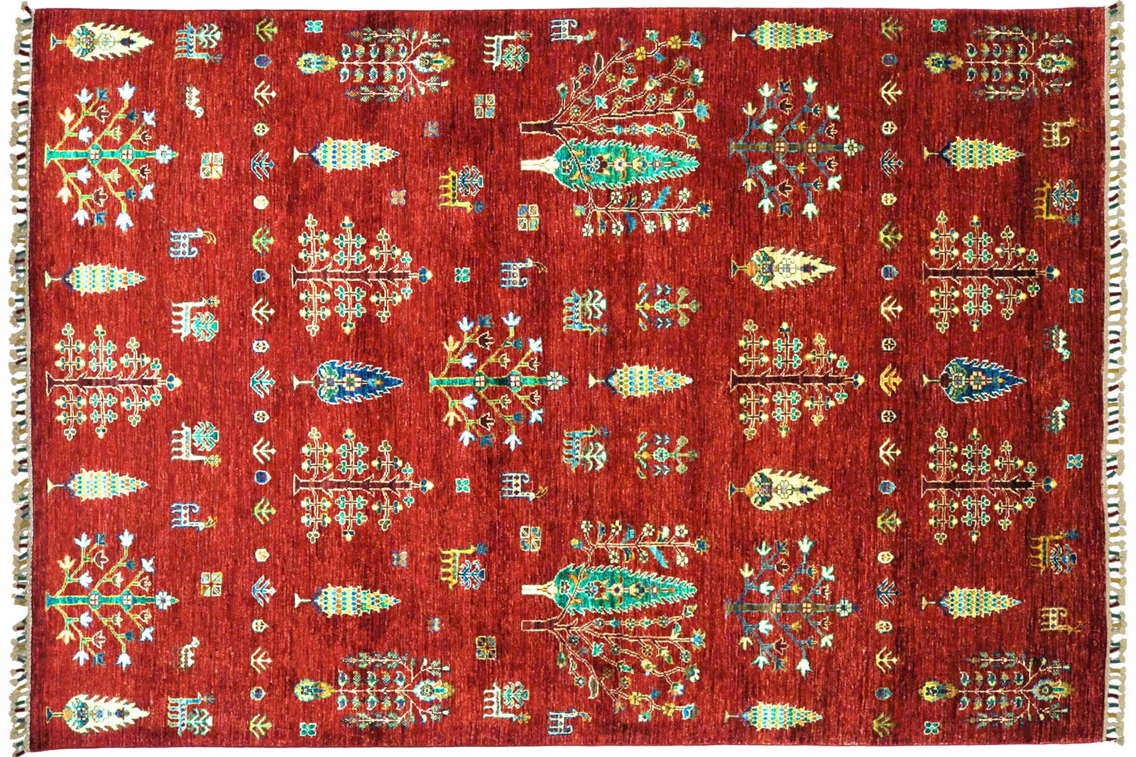 Afghan Ziegler Ariana Trees Carpet Hand-knotted 170×240 Red Floral Wool