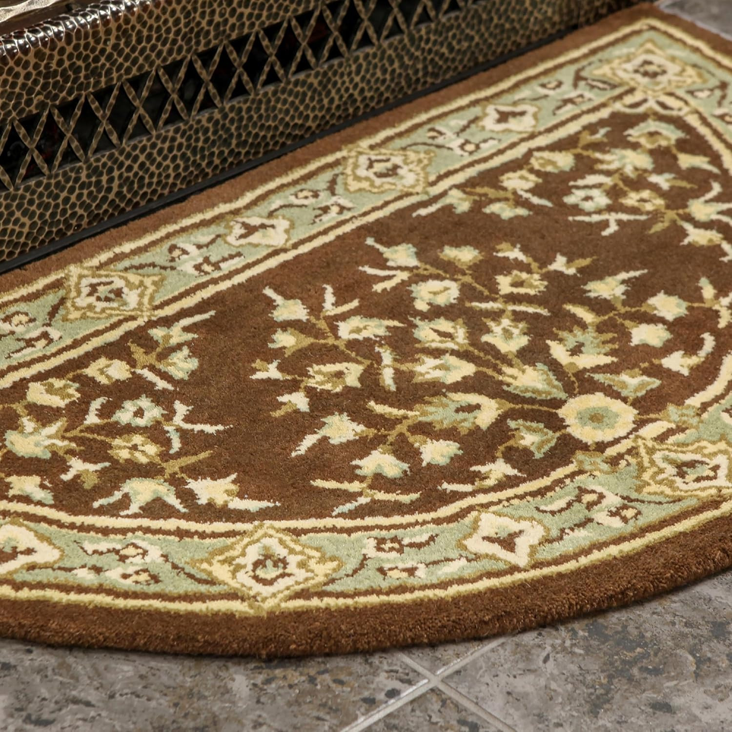 Oriental Half Round Rug, 44×22-Inch – Coffee Design