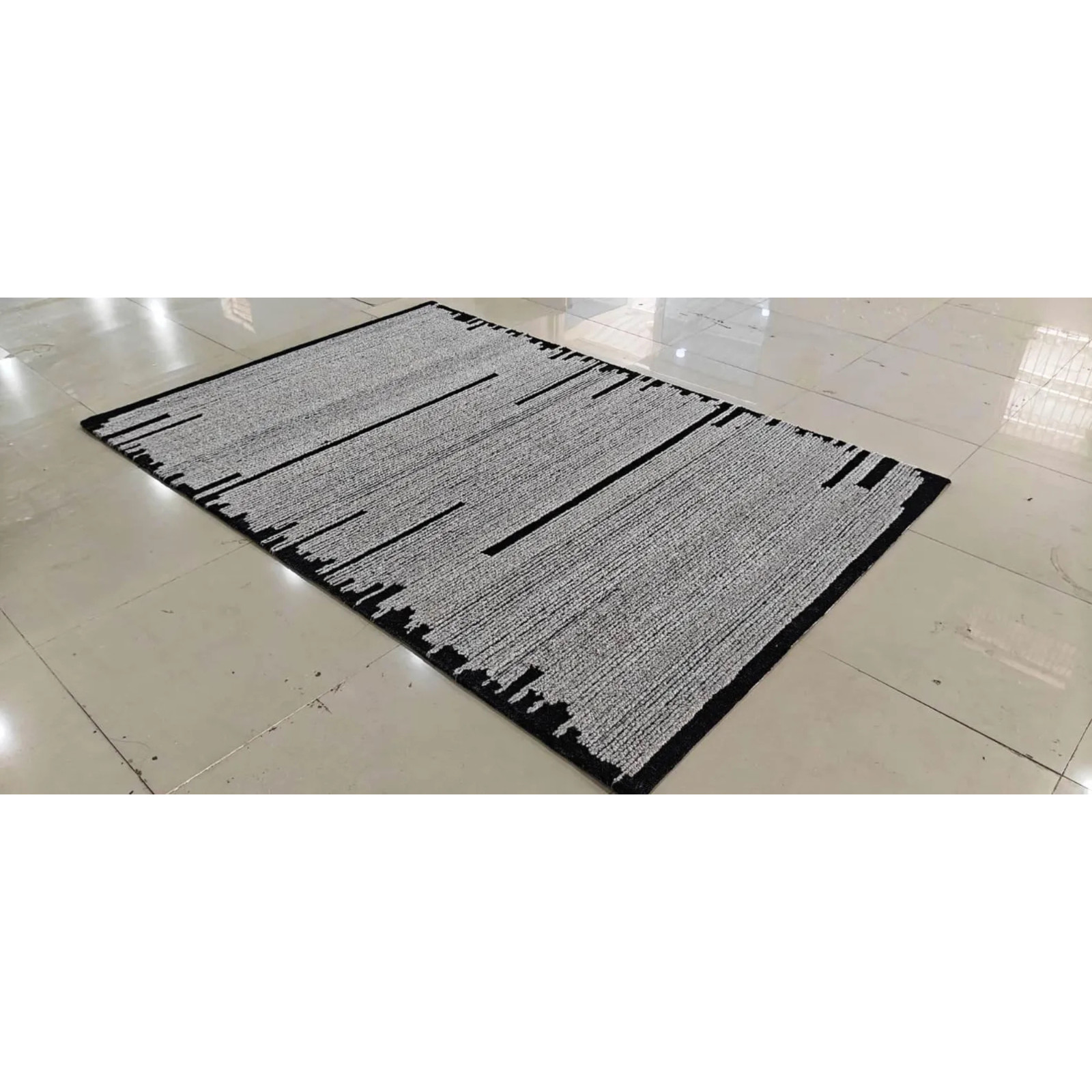 Hand Tufted Wool Carpet Modern Abstract Grey Black Home Decor Rug 8X10,9X12,9X15