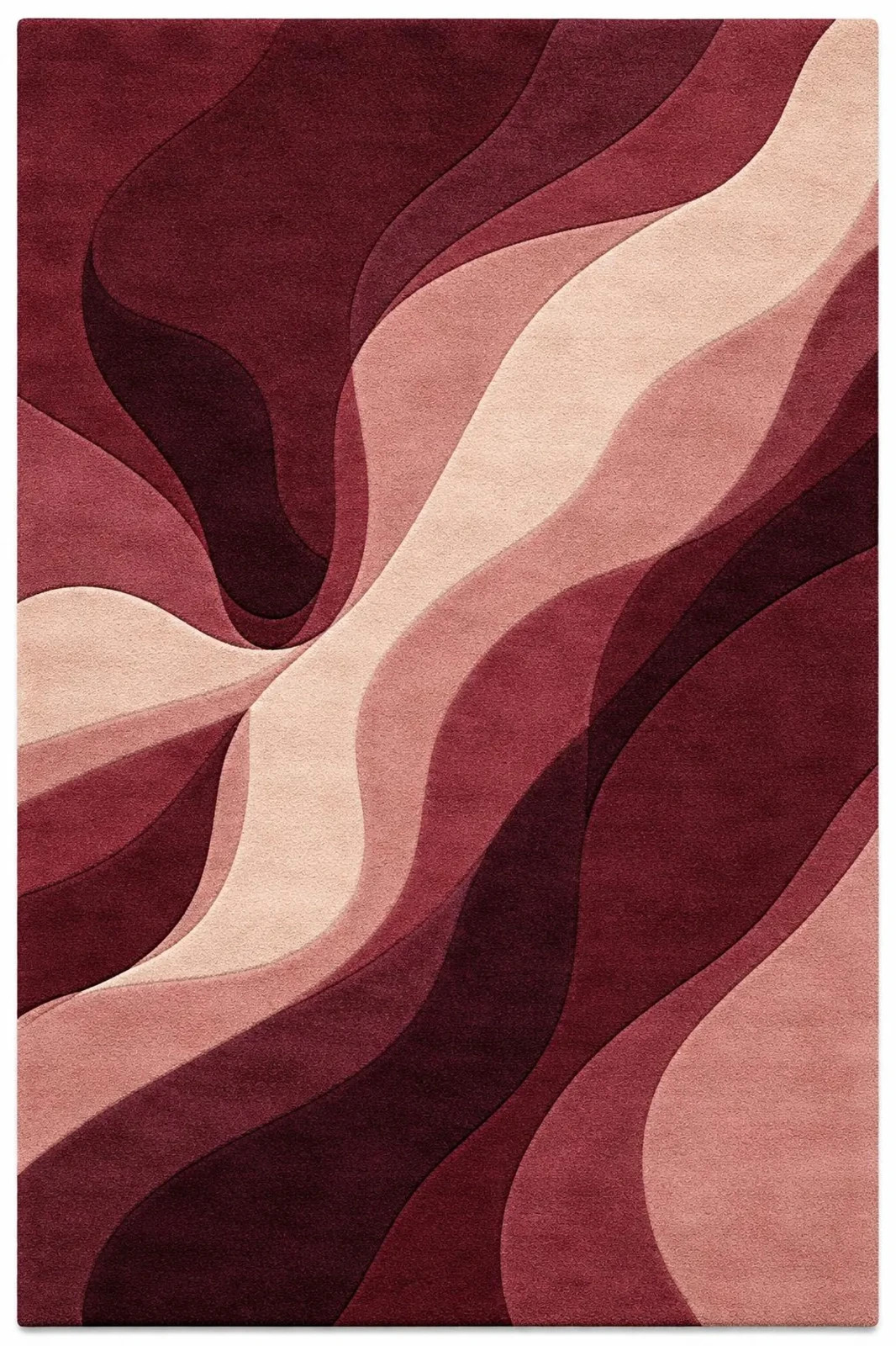 Wine Abstract Hand Tufted Rug, Modern Wool Area Rug, Luxury Burgundy Pink Carpet
