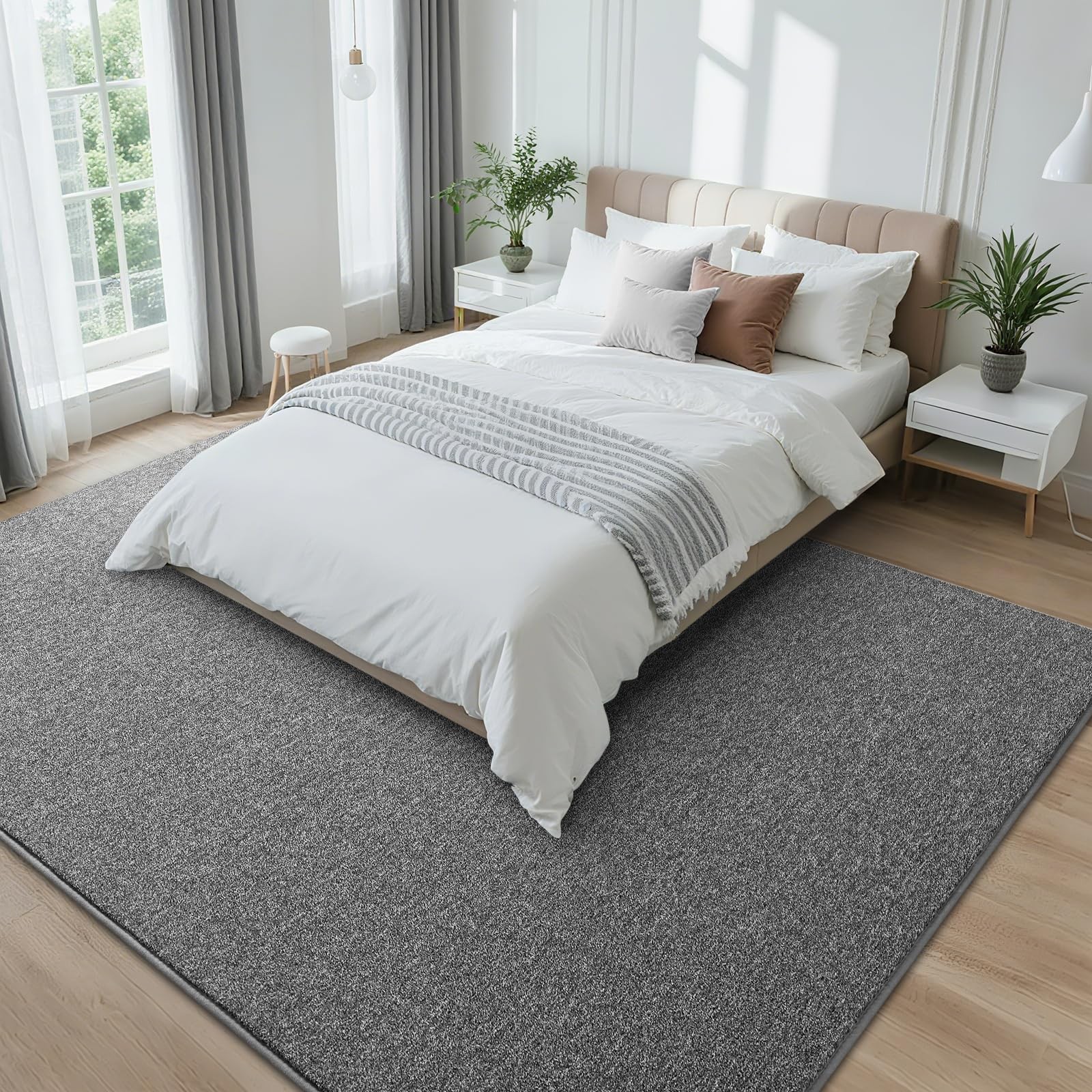 4×6 Ft Dark Grey Area Rug Washable Thickened Memory Foam Living Room Carpet