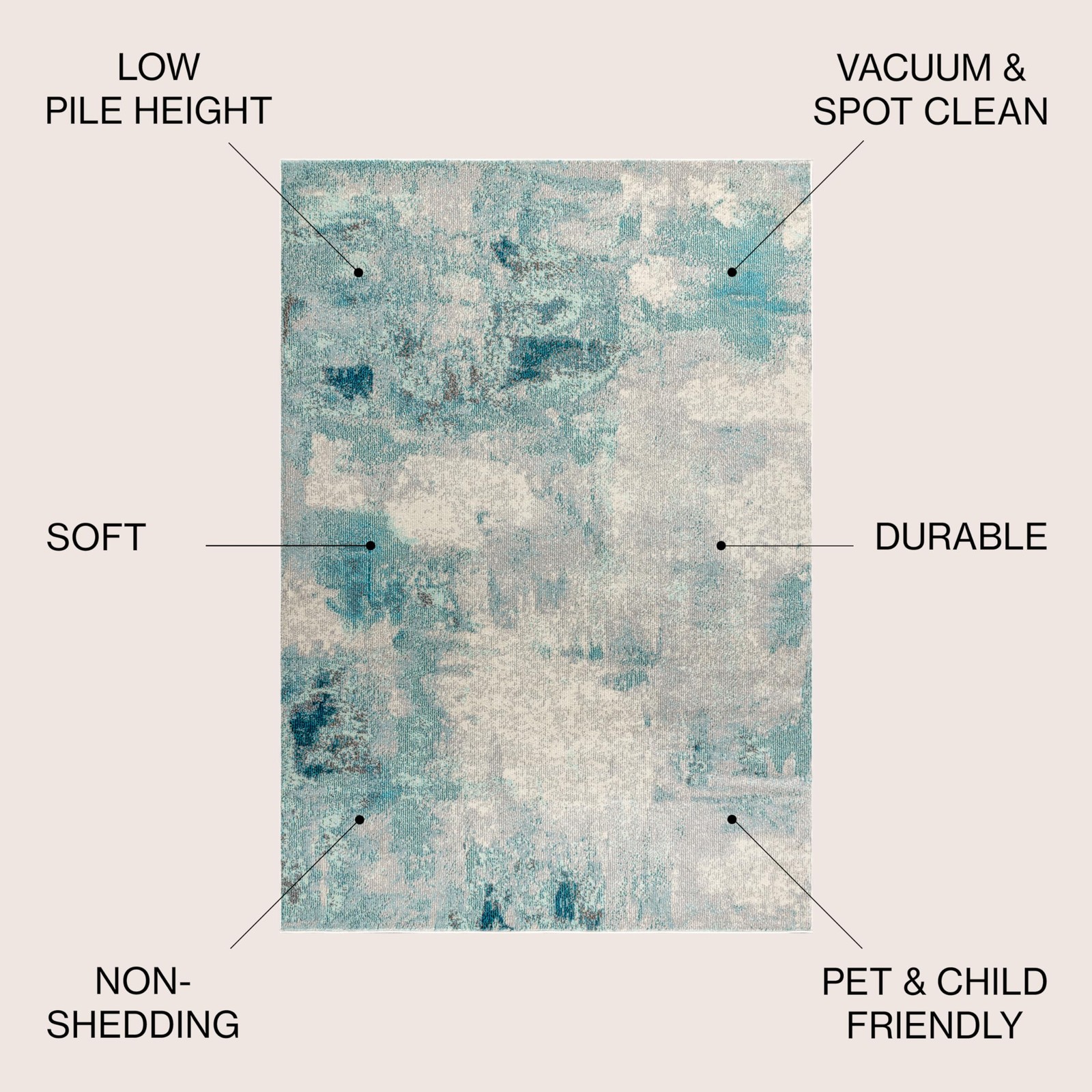 Jonathan Y Modern Abstract Vintage Cream/Blue 4X4 Square Indoor Area Rug